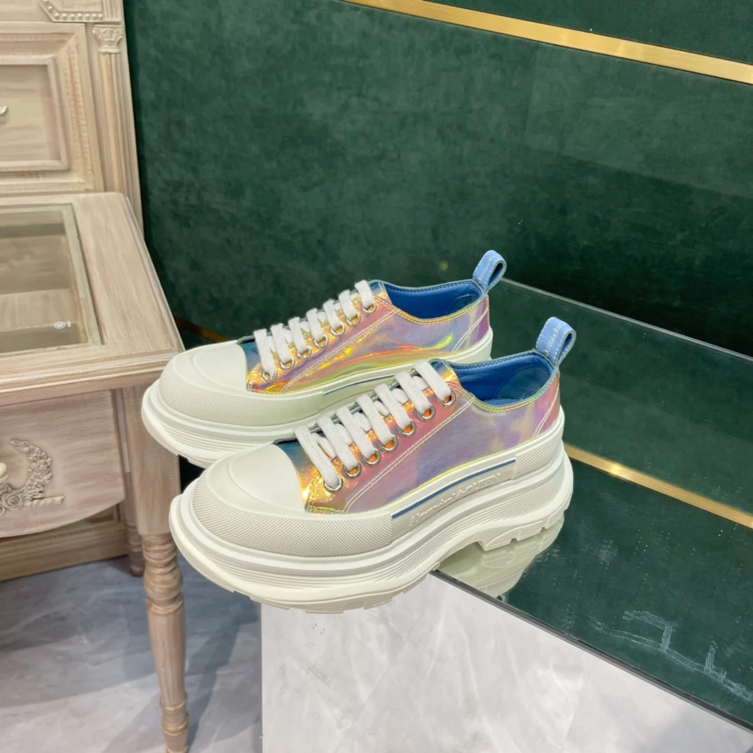 Кед на платформе McQueen из парусины - светоотражающие цвета - парный стиль