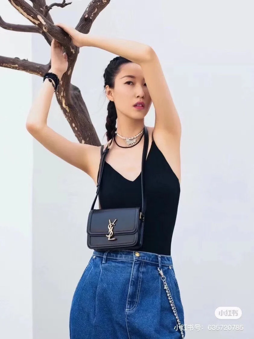 Сумка для тофу YSL Solferino - черная - 18 см