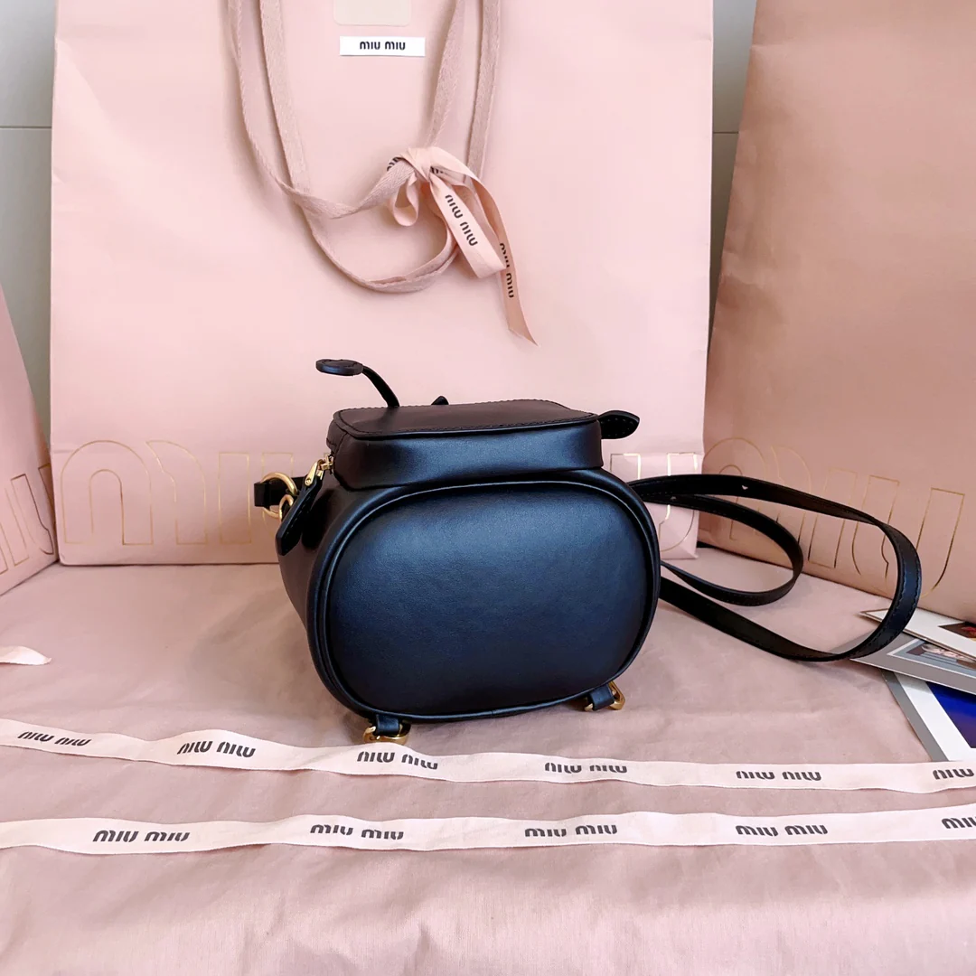 Рюкзак Miu Miu-5bz045 в стиле ?преппи?, мини, черный.