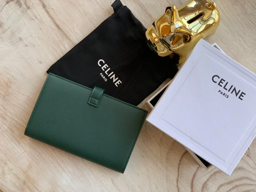 Длинный кошелек Celine - Кошелек с ремешком из крупнозернистой телячьей кожи - 12