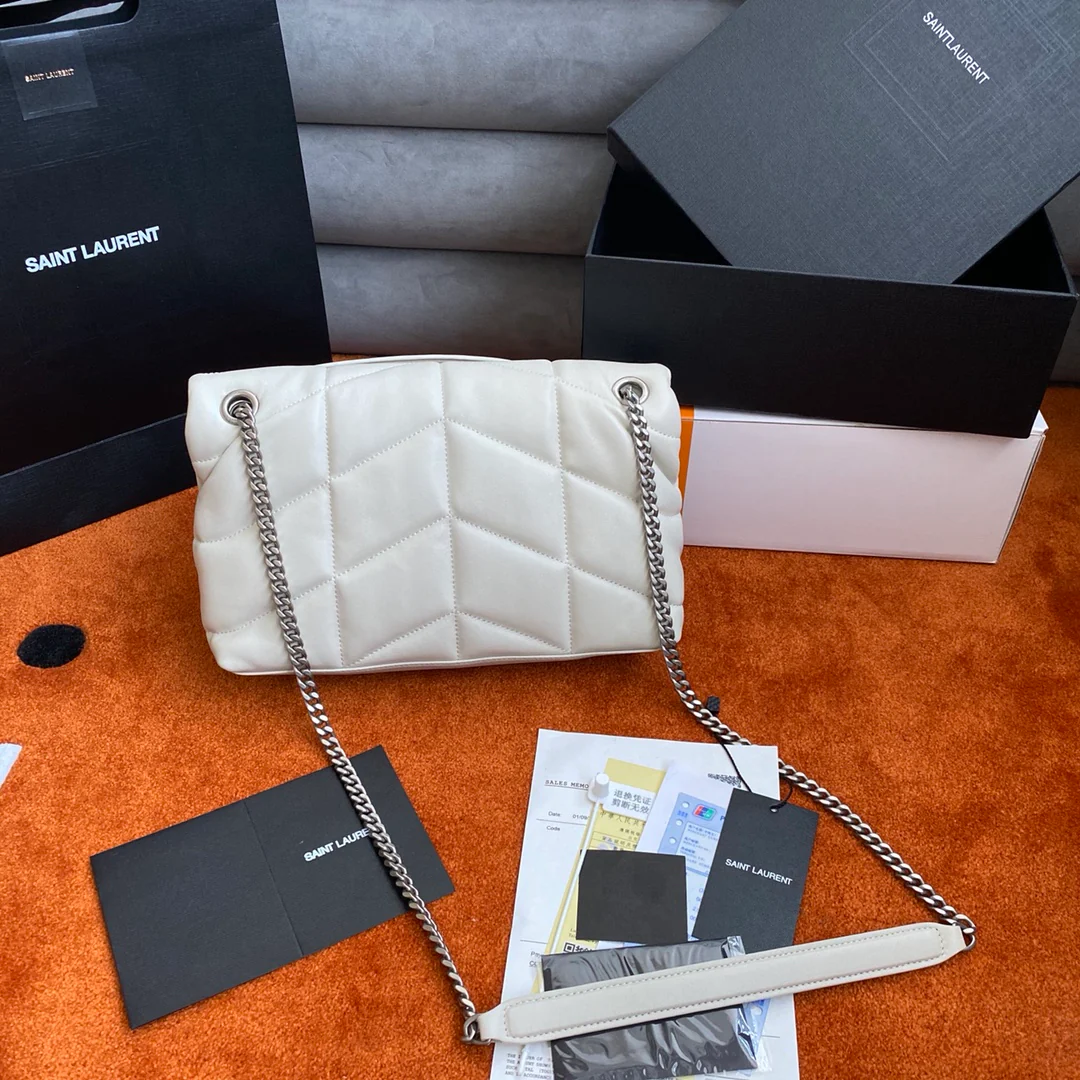 Сумка-пуховик YSL из овечьей кожи - белая - маленькая