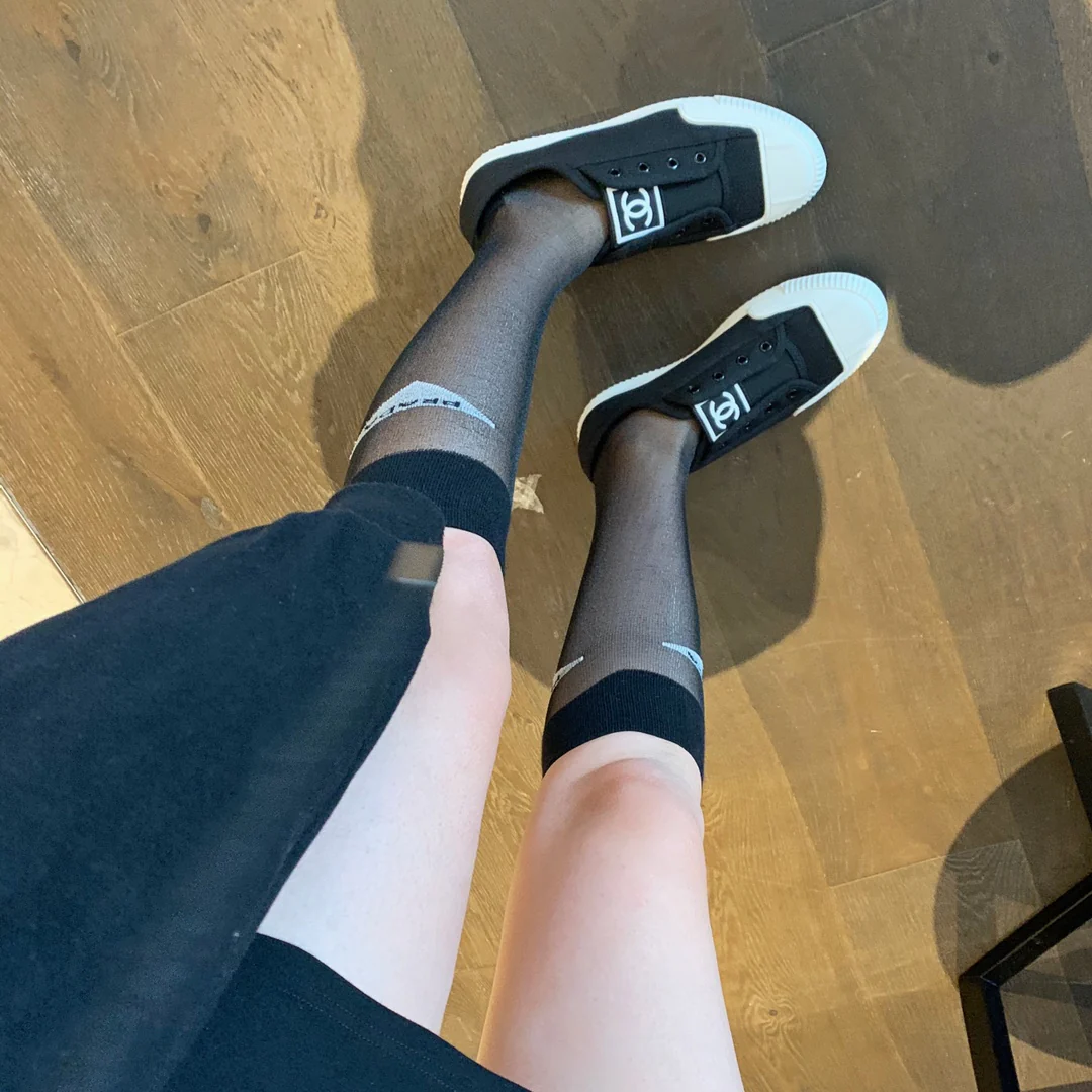 Винтажные парусиновые туфли Chanel - черные