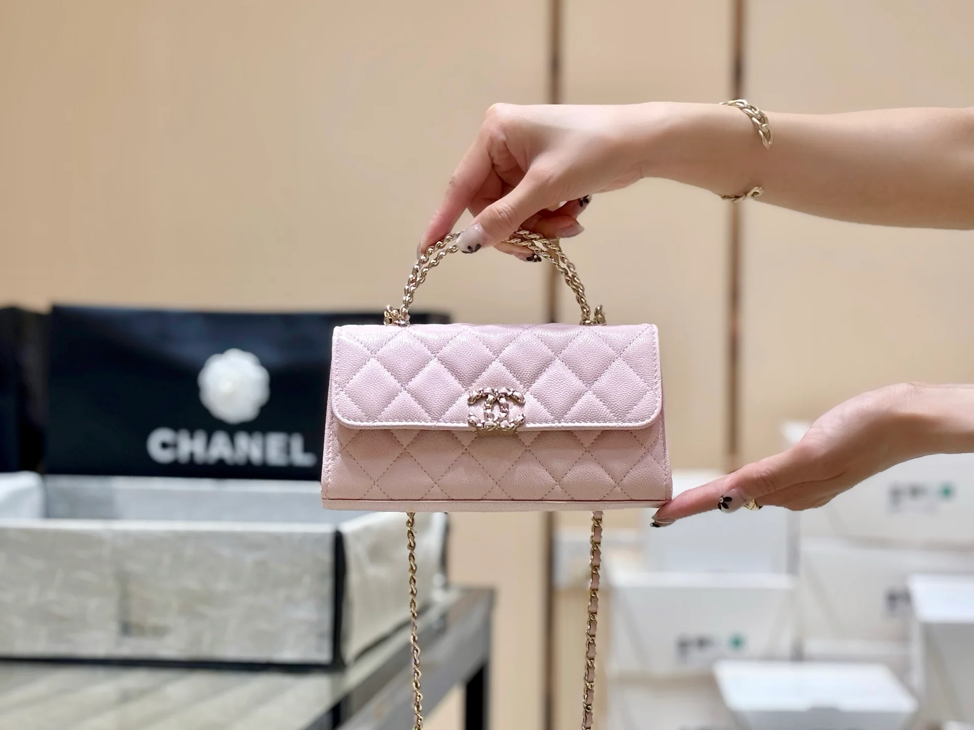 Сумка Chanel 25s Kelly Handle Bag - светло-розовая