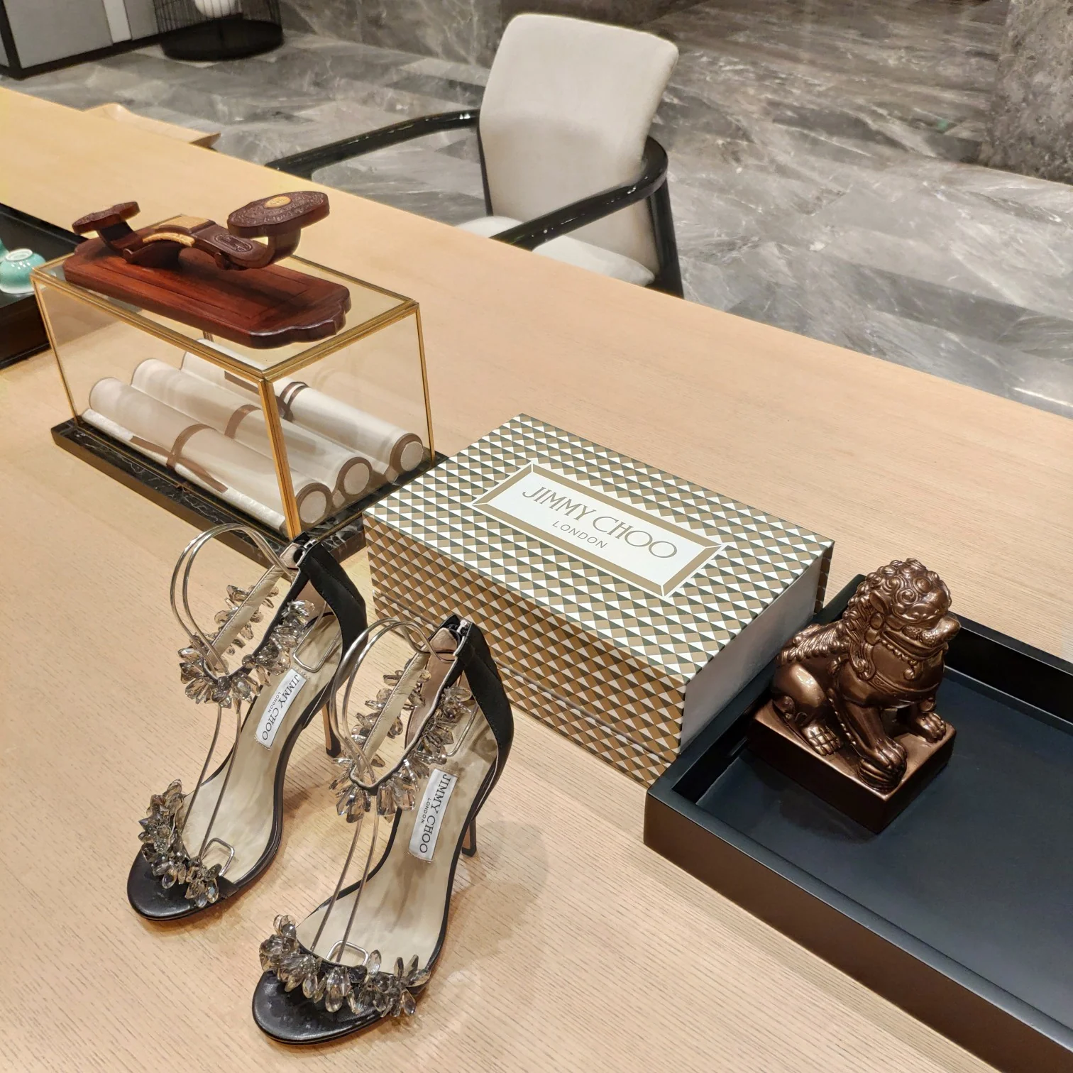 Коллекция высокой моды Jimmy Crystal - Босоножки на шпильке - Черные