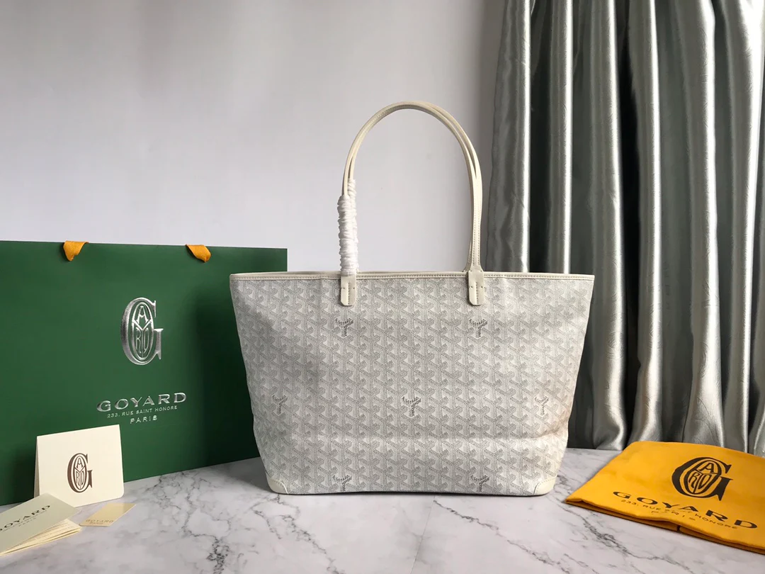 Большая сумка-тоут Goyard на молнии - белая