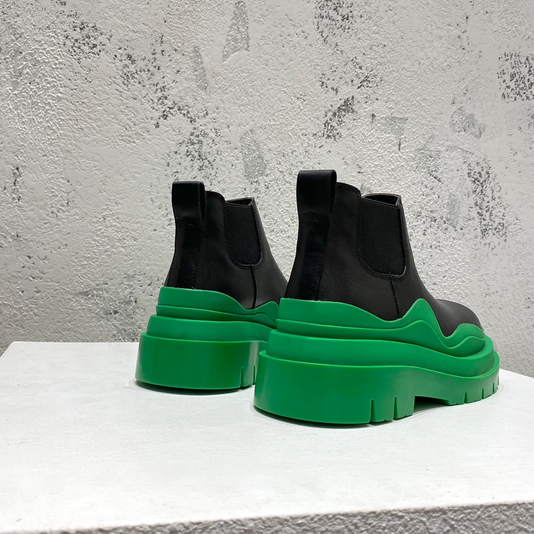 BV-22ss - Британские ретро-ботинки до щиколотки - Унисекс - Черные с зеленой подошвой