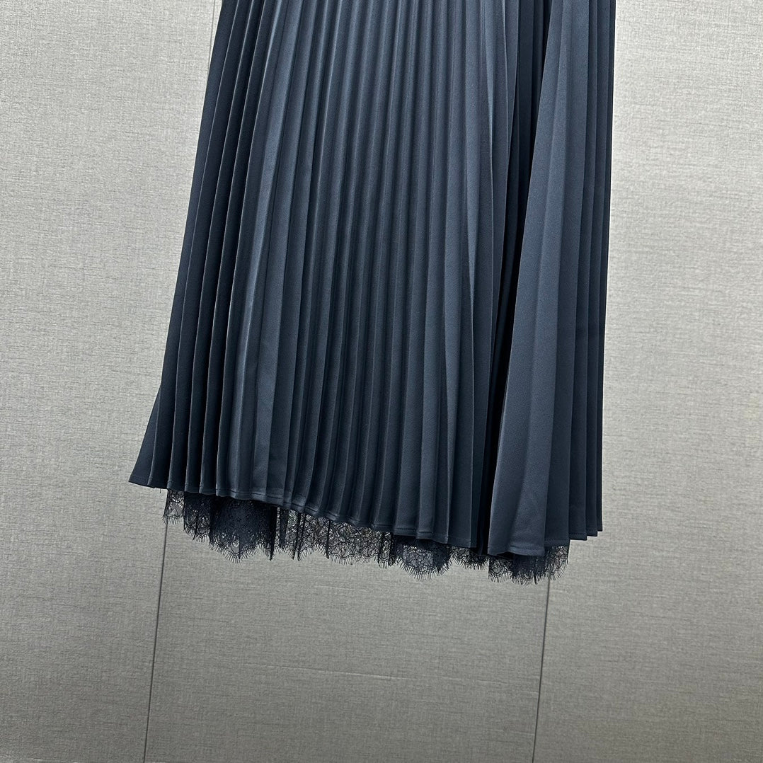 Fendi-2403 - Элегантная и милая однотонная плиссированная юбка миди