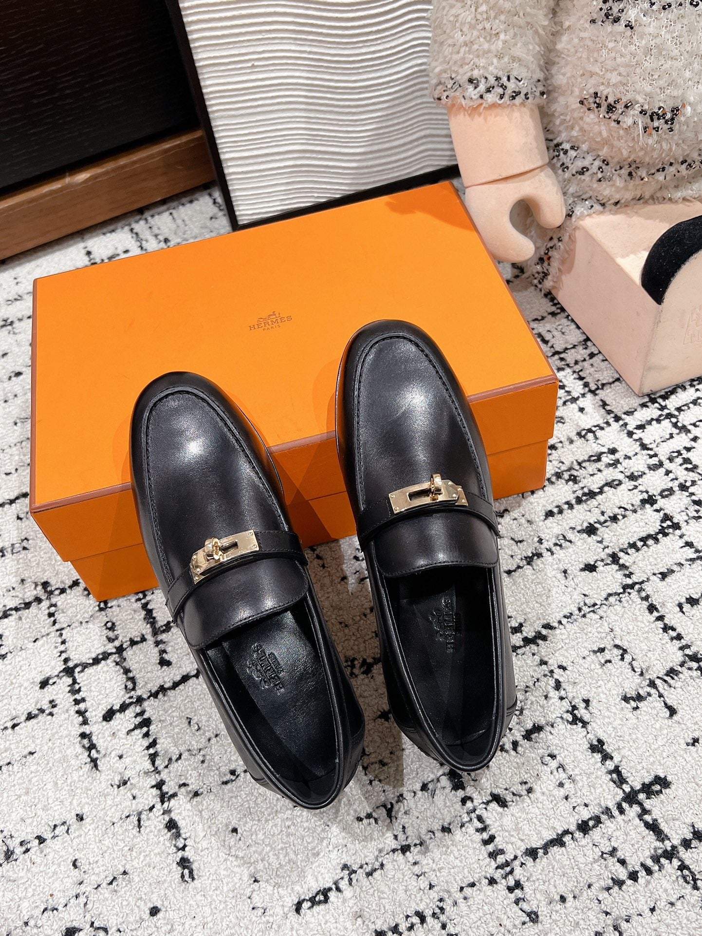 Лоферы Hermes Kelly 2024 - черные