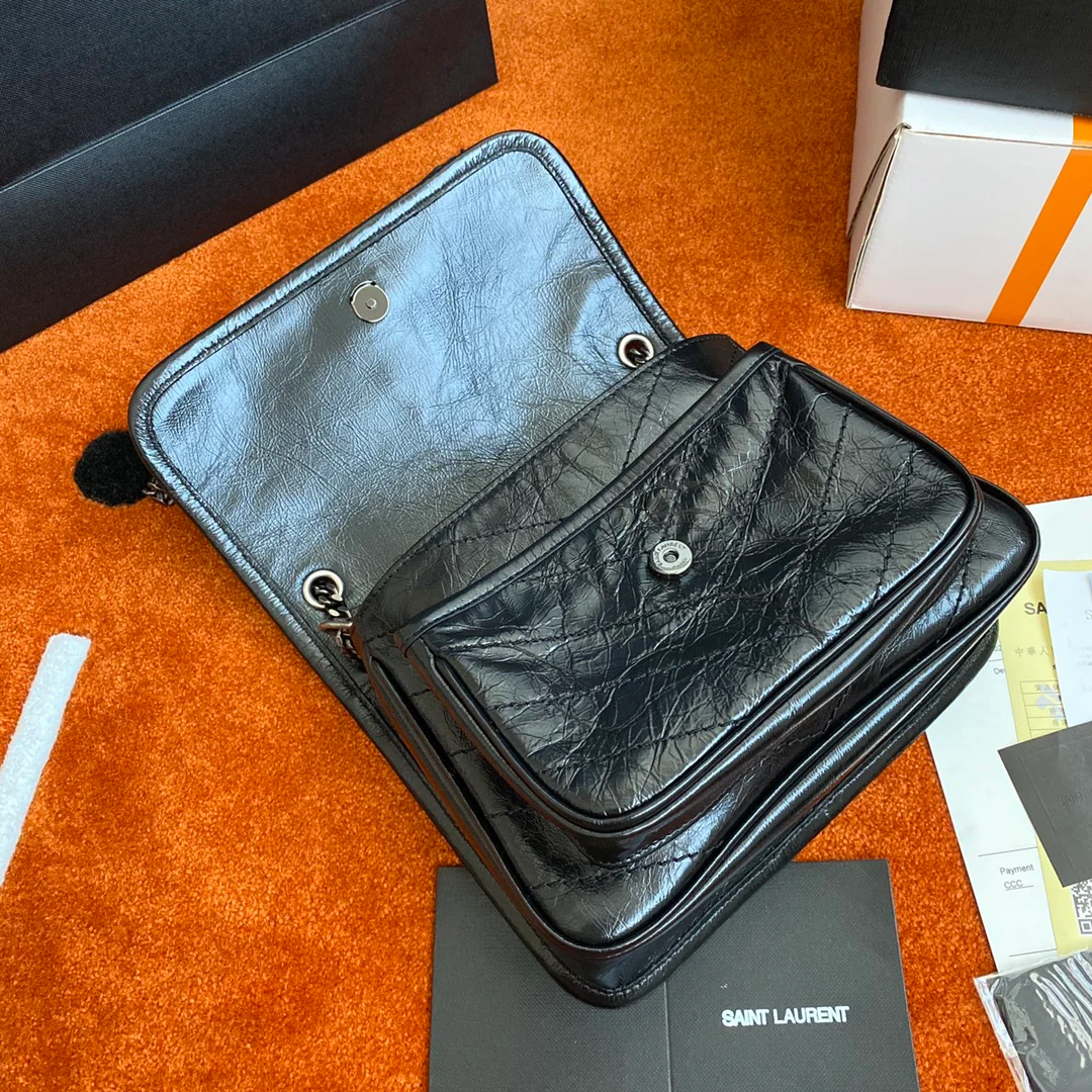 Сумка YSL Small Niki из кожи с черной пряжкой и промасленной кожей, с D-образным кольцом - 1 шт.