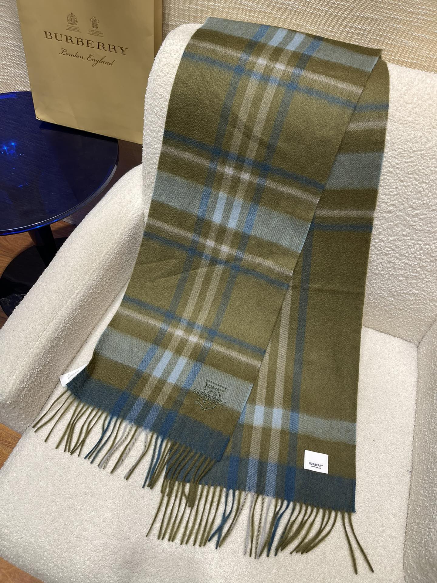 Кашемировый шарф Burberry из плотной волнистой ткани - мужской - коричневый