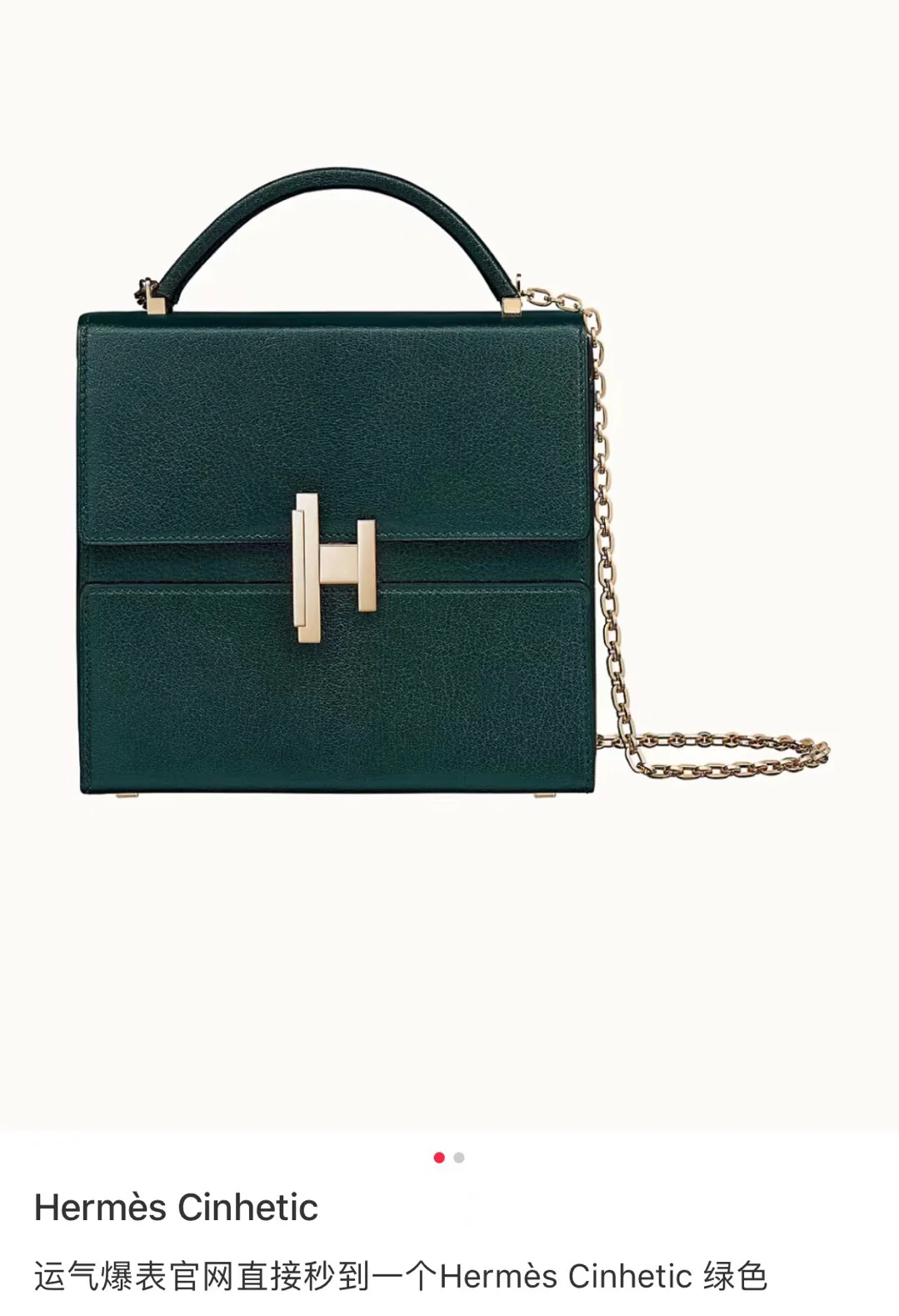 Hermes Cinhetic 24 Chevre - Сосново-зеленый - Светло-золотистая пряжка