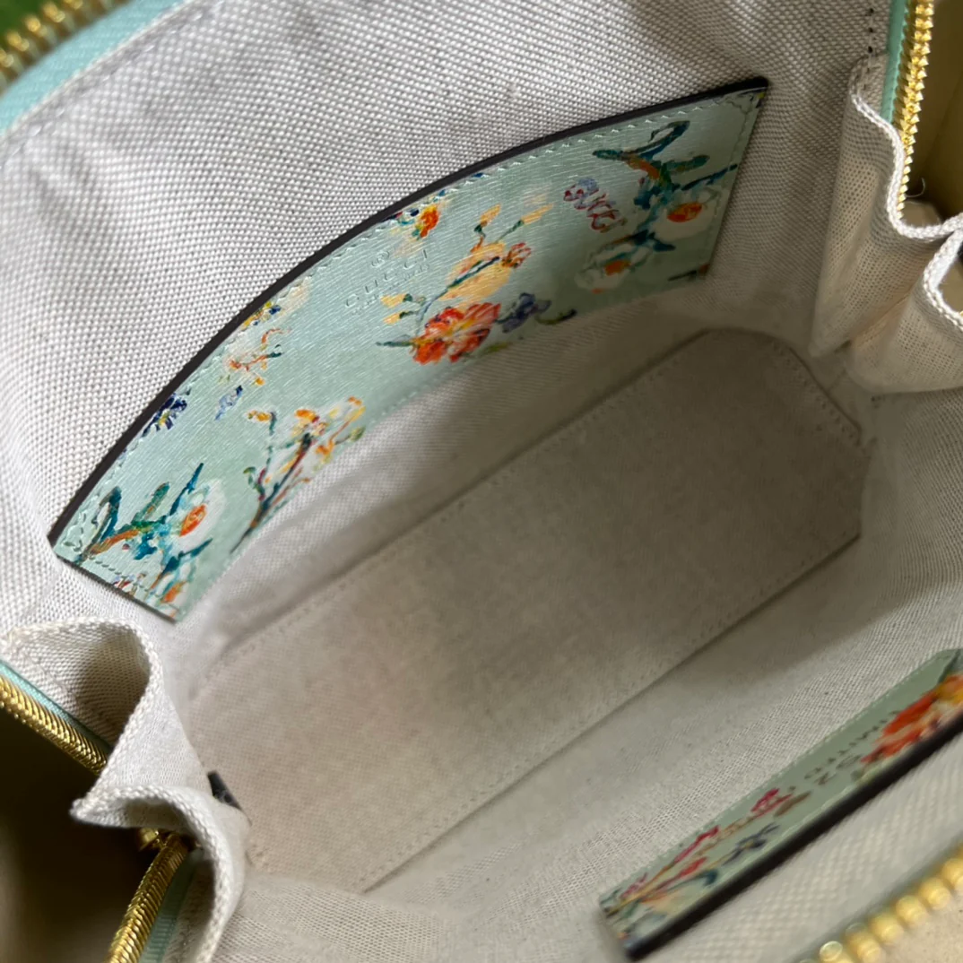 Сумка Gucci Ophidia Square Retro — 20x19 см x 5x7 см x 5 см — мятно-зеленый принт.