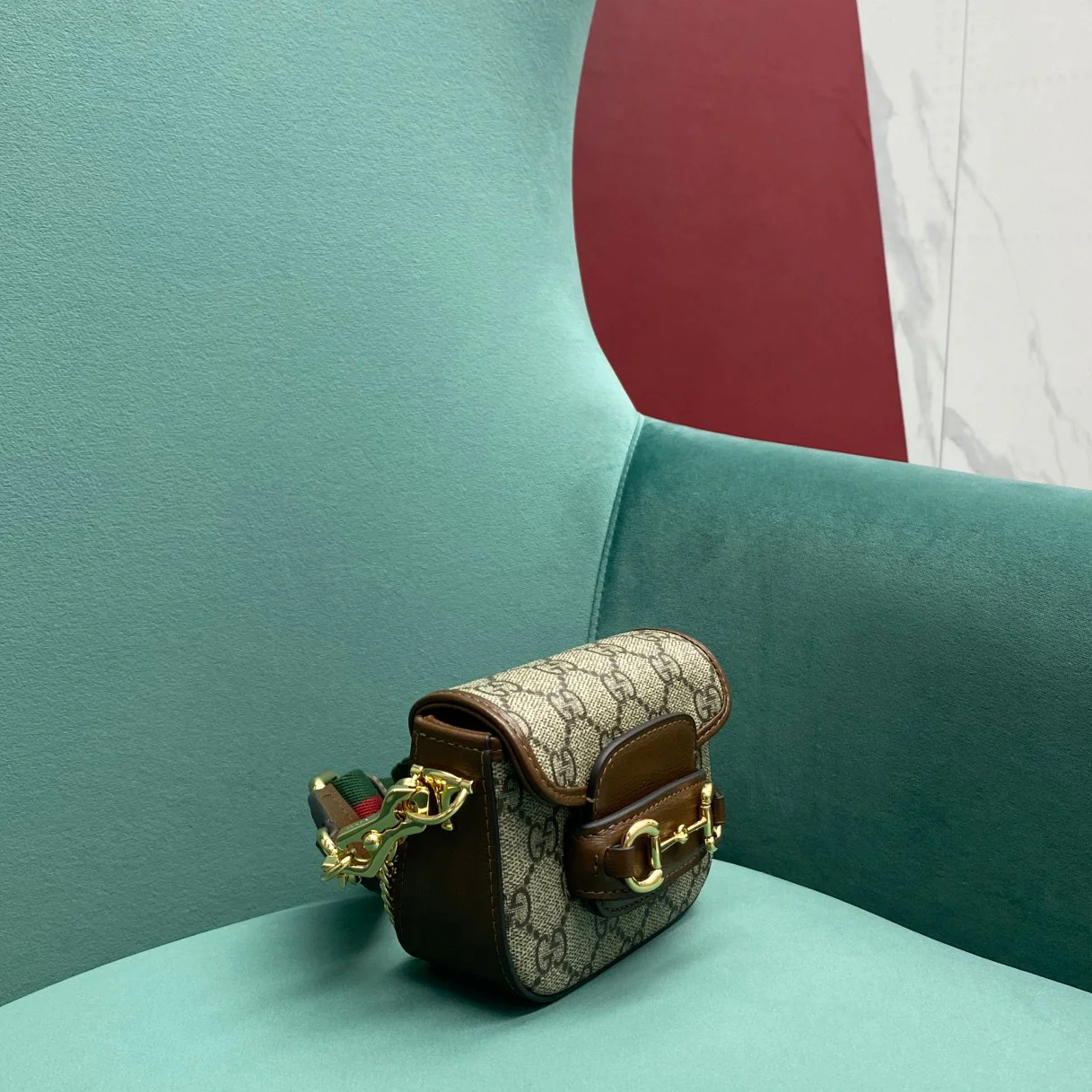 Сумка Gucci 1955 Saddle Bag - Мини - Монограммная канва