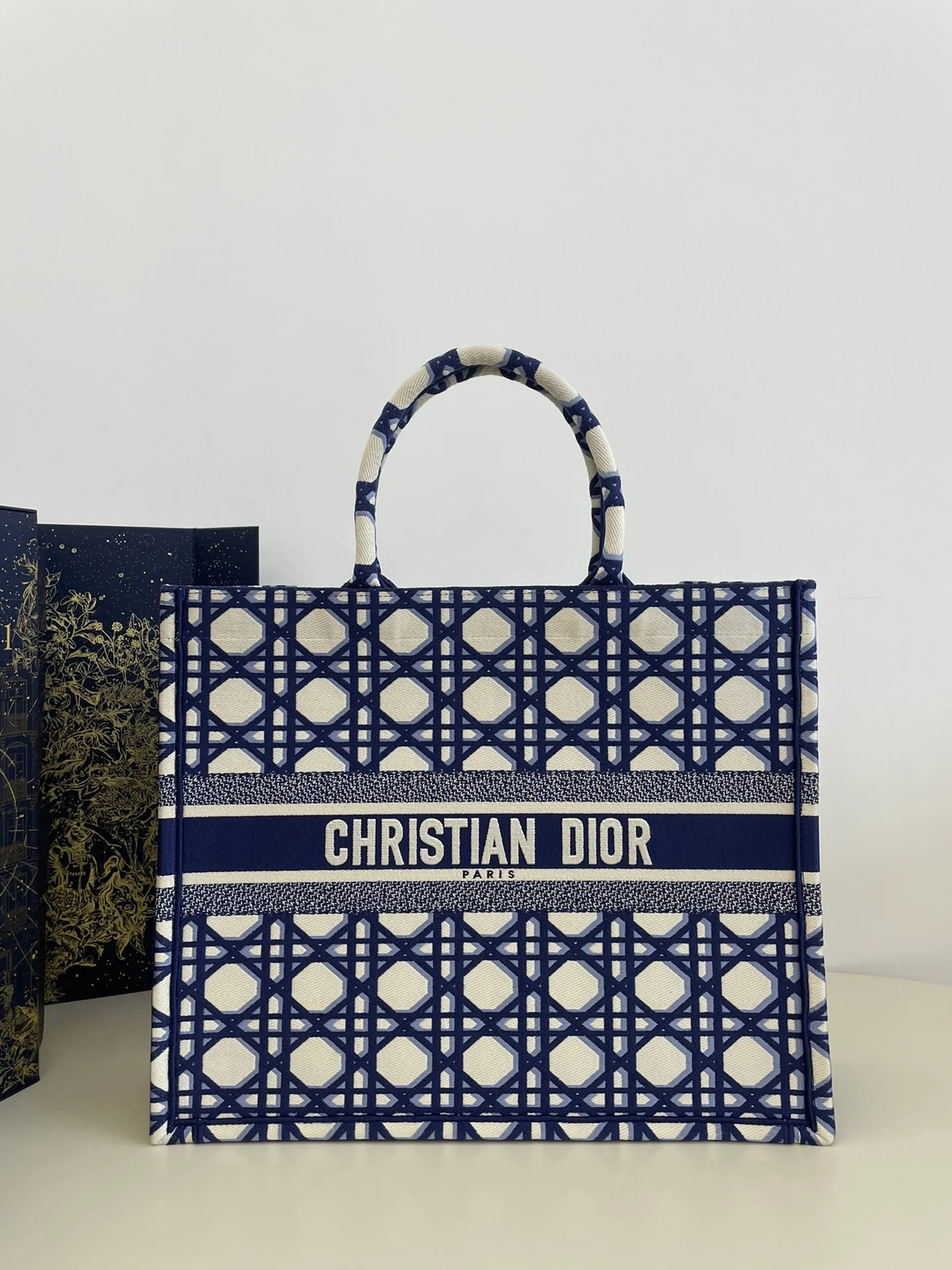 Новинка сезона весна/лето 2023 от Dior - Сумка-тоут - Сине-белый цветовой блок - Большой размер
