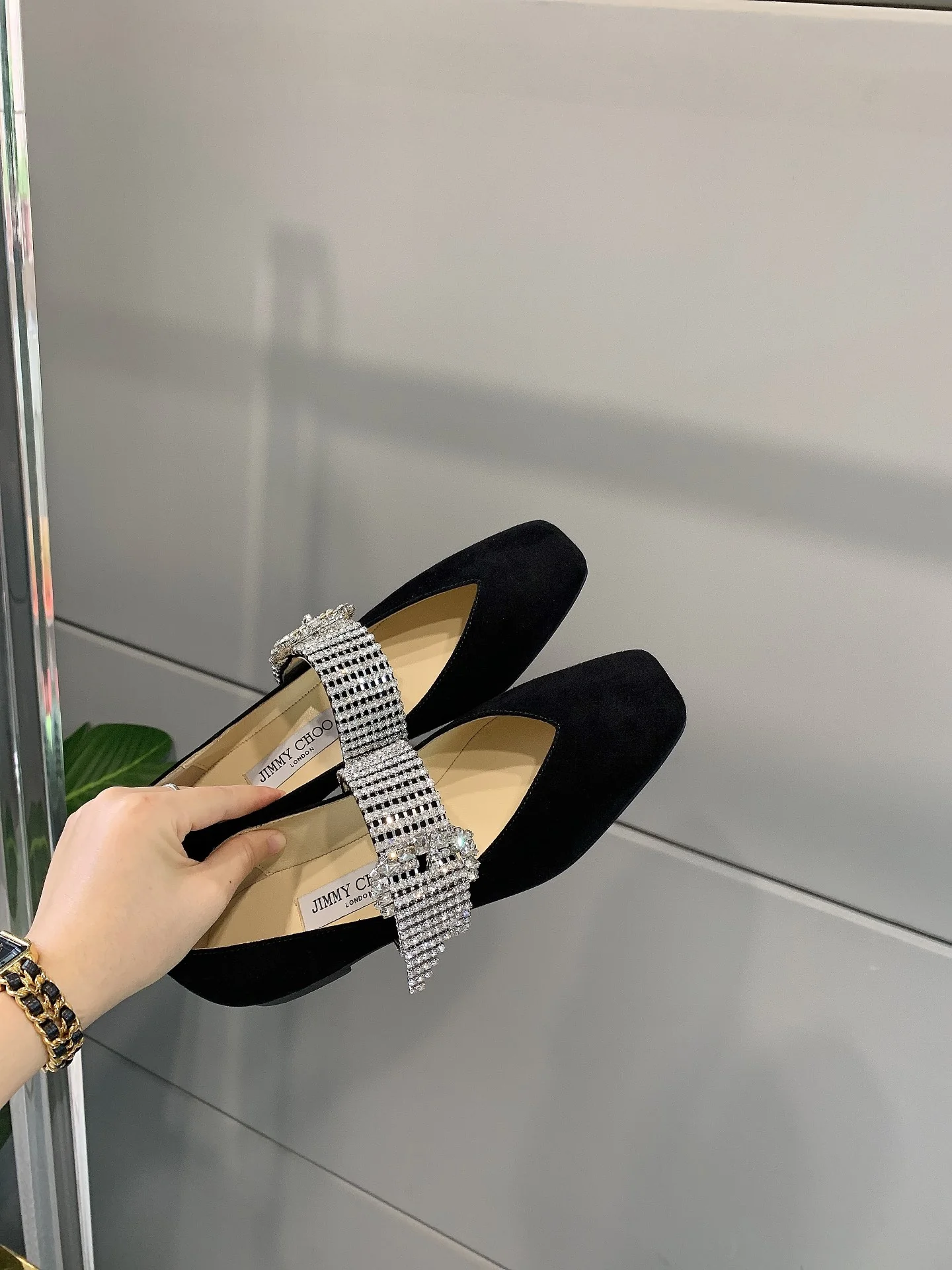 Балетки Jimmy с квадратным носком и стразами