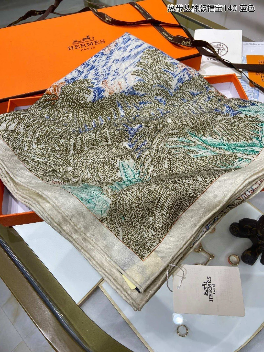 Шарф Hermes Tropical Jungle Edition Fou Bao - 140 см - 70% кашемир - 30% шелк