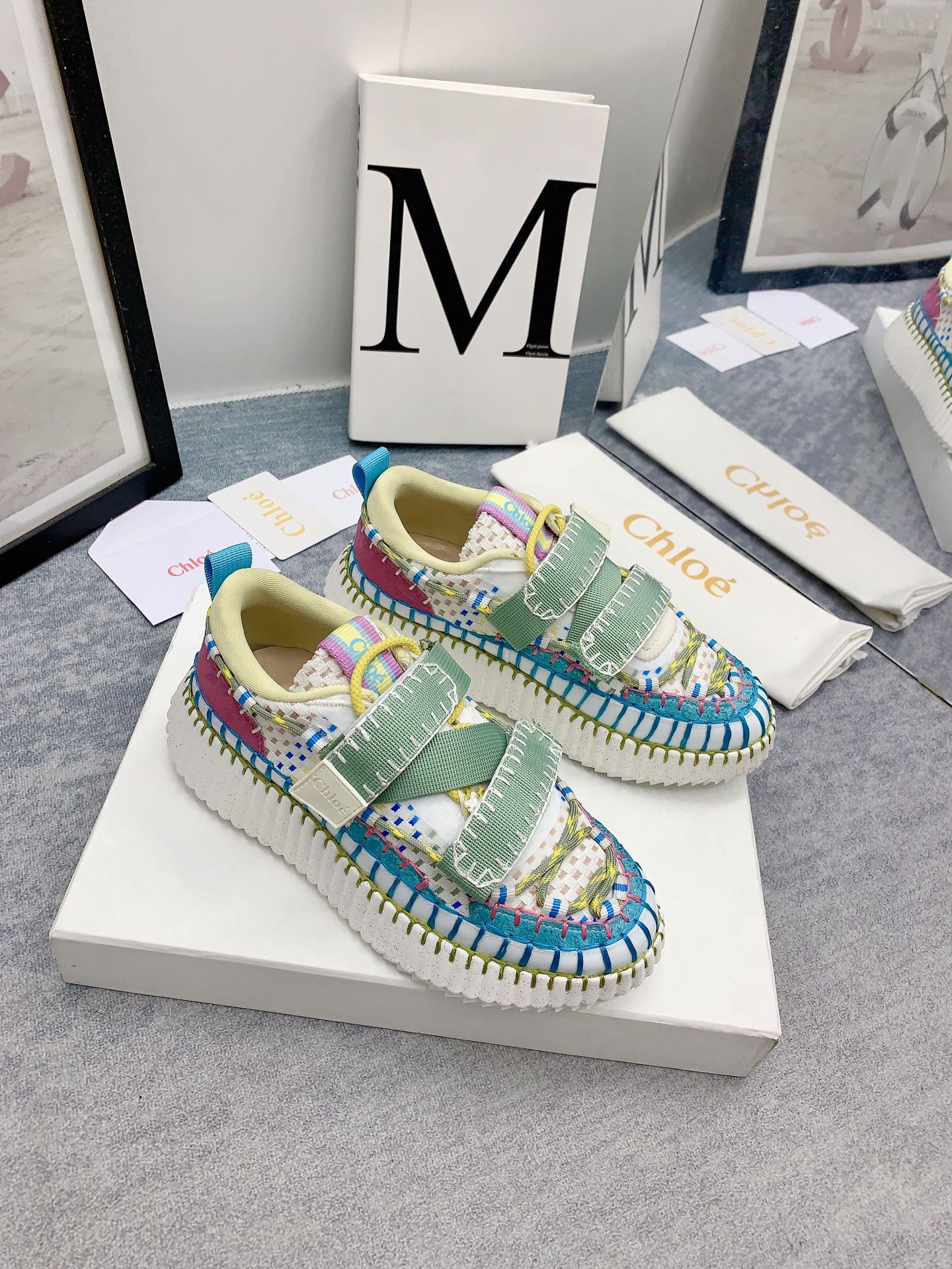 Кроссовки Chloe-nama-sneaker Rainbow Series - Кроссовки на липучках - Сине-зеленые