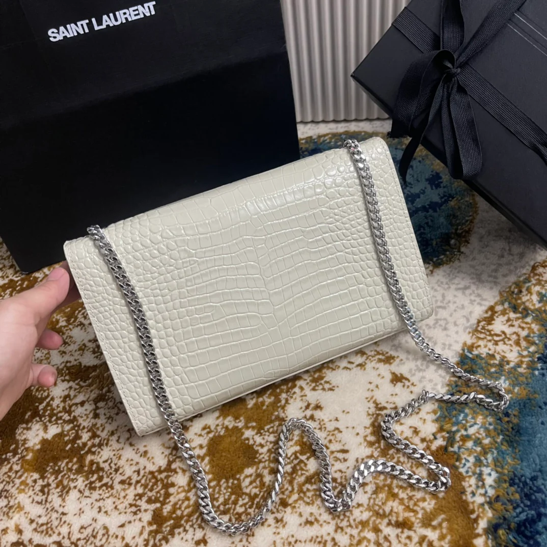 Сумка YSL Kate с цепочкой и крокодиловым принтом - Средний размер - 11