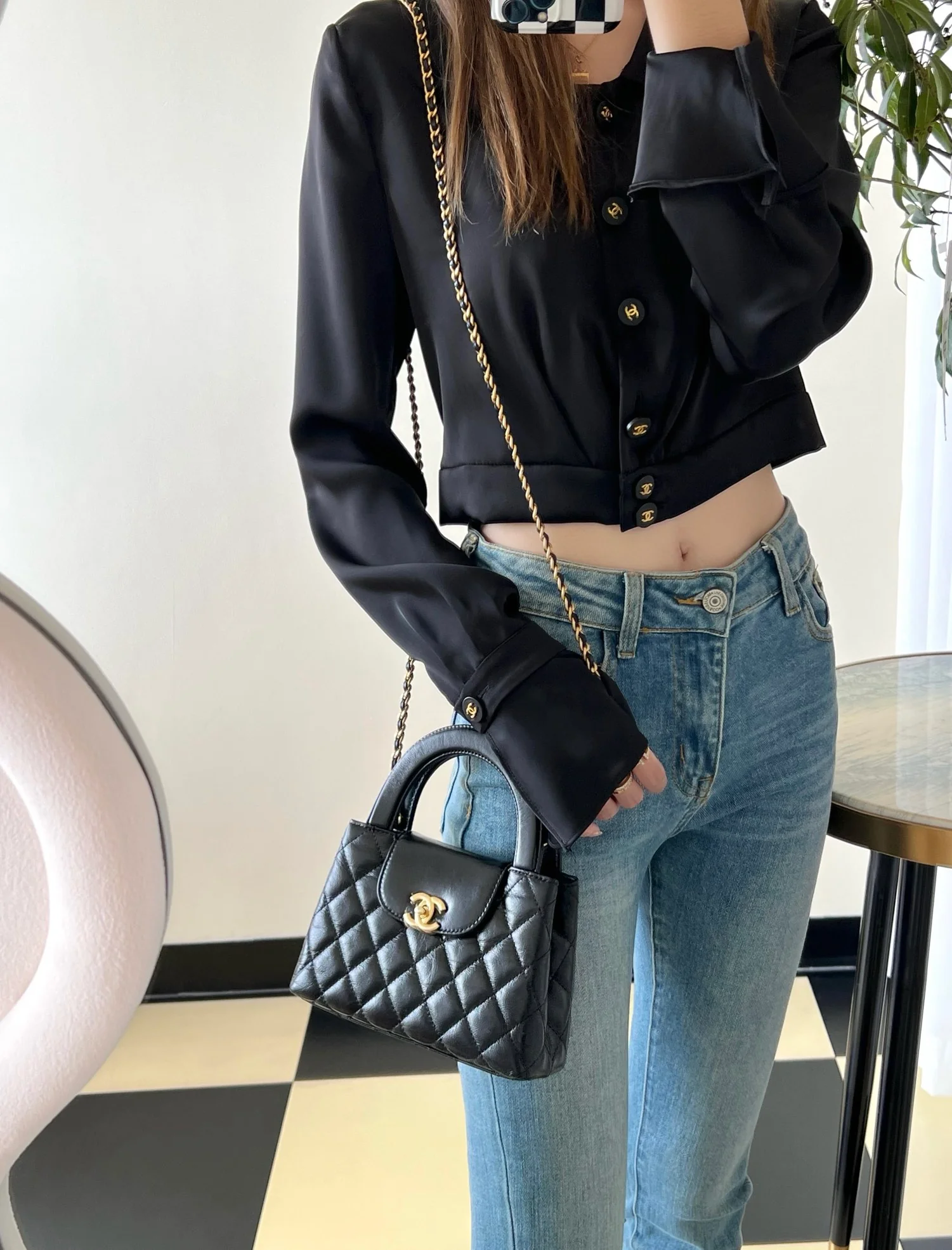 Сумочка Chanel Kelly Chain, большая - черная