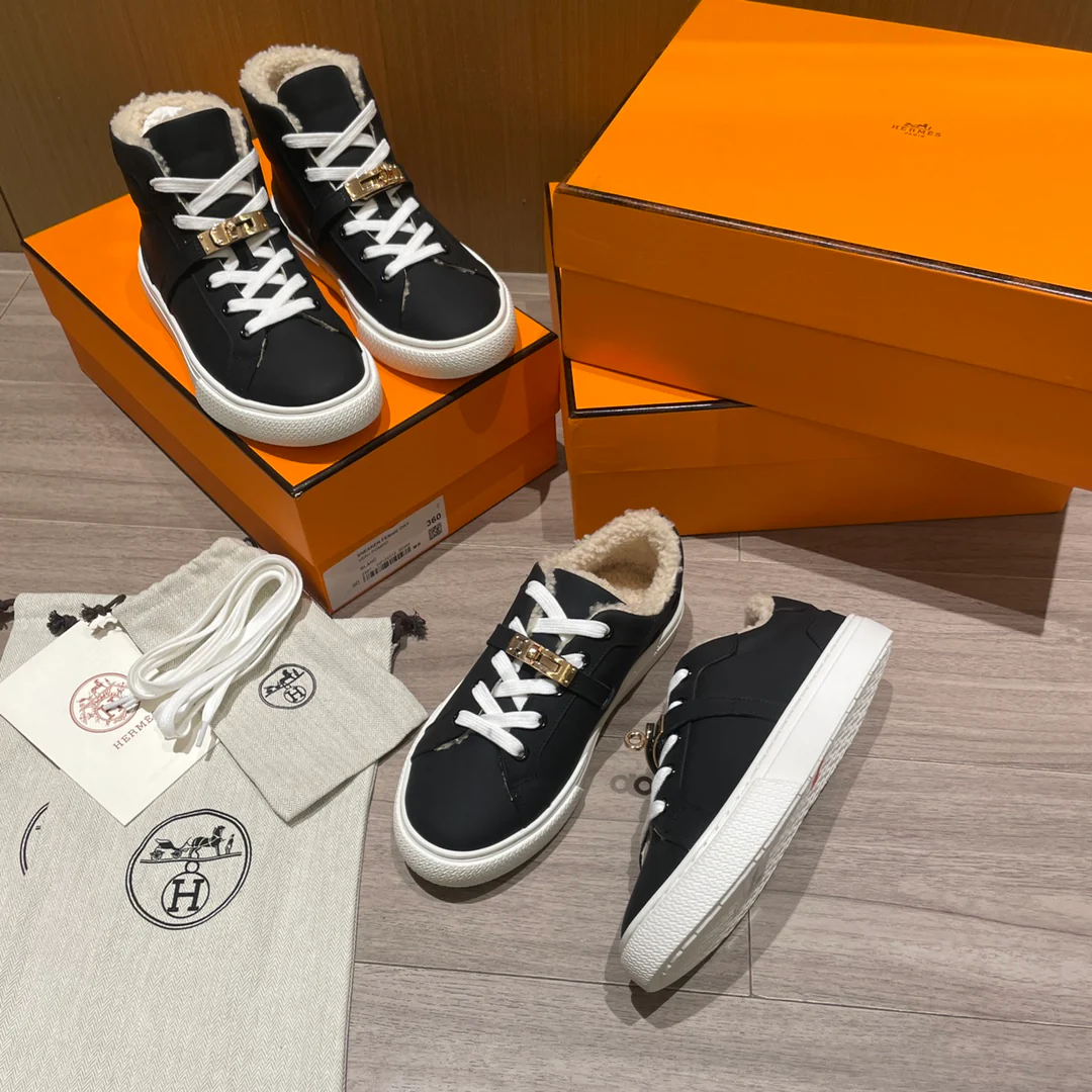 Высокие шерстяные кроссовки Hermes Kelly, низкие кроссовки унисекс, черные