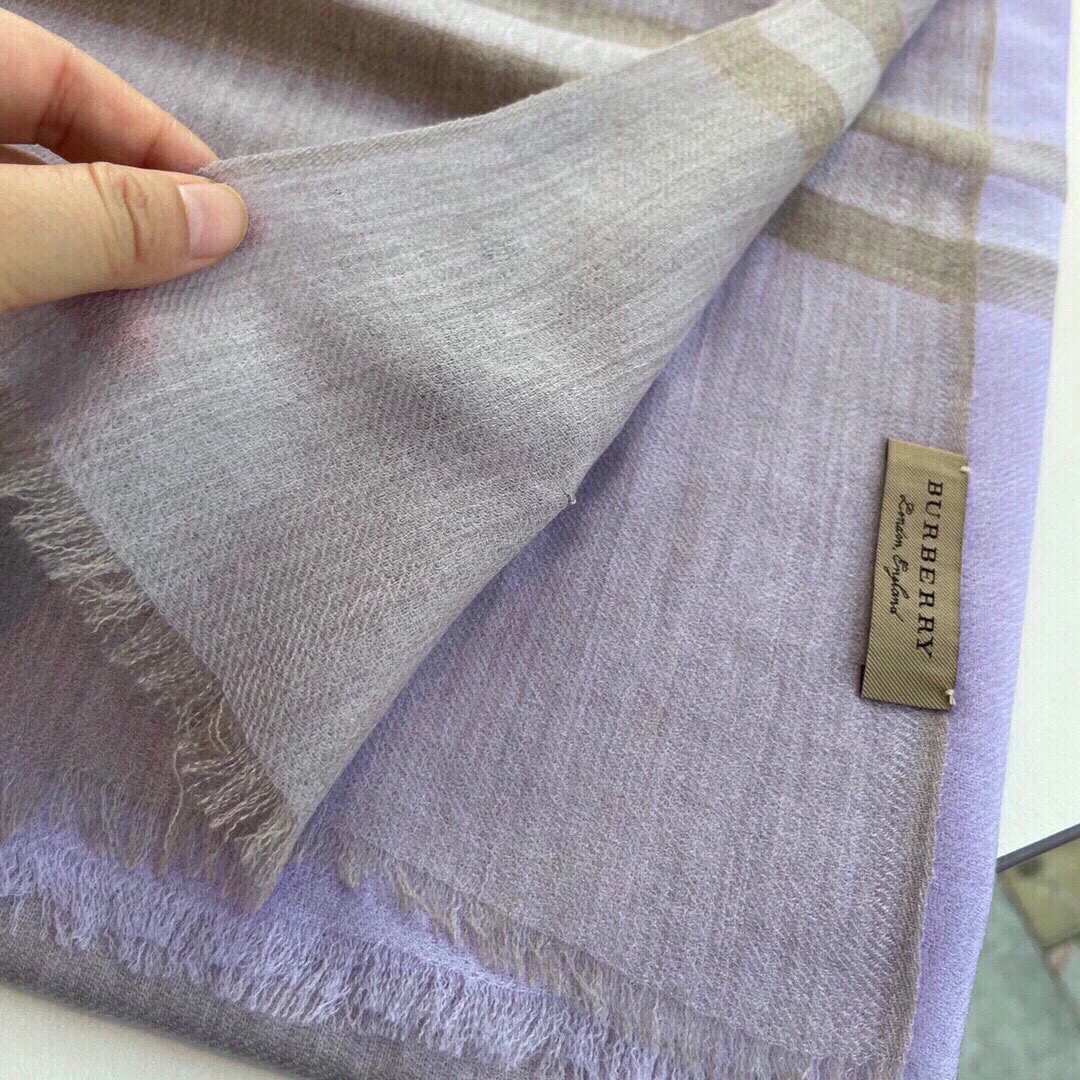 Классический клетчатый шарф Burberry - 100 см - 200 см - 100 см - Кашемир - Фиолетовый