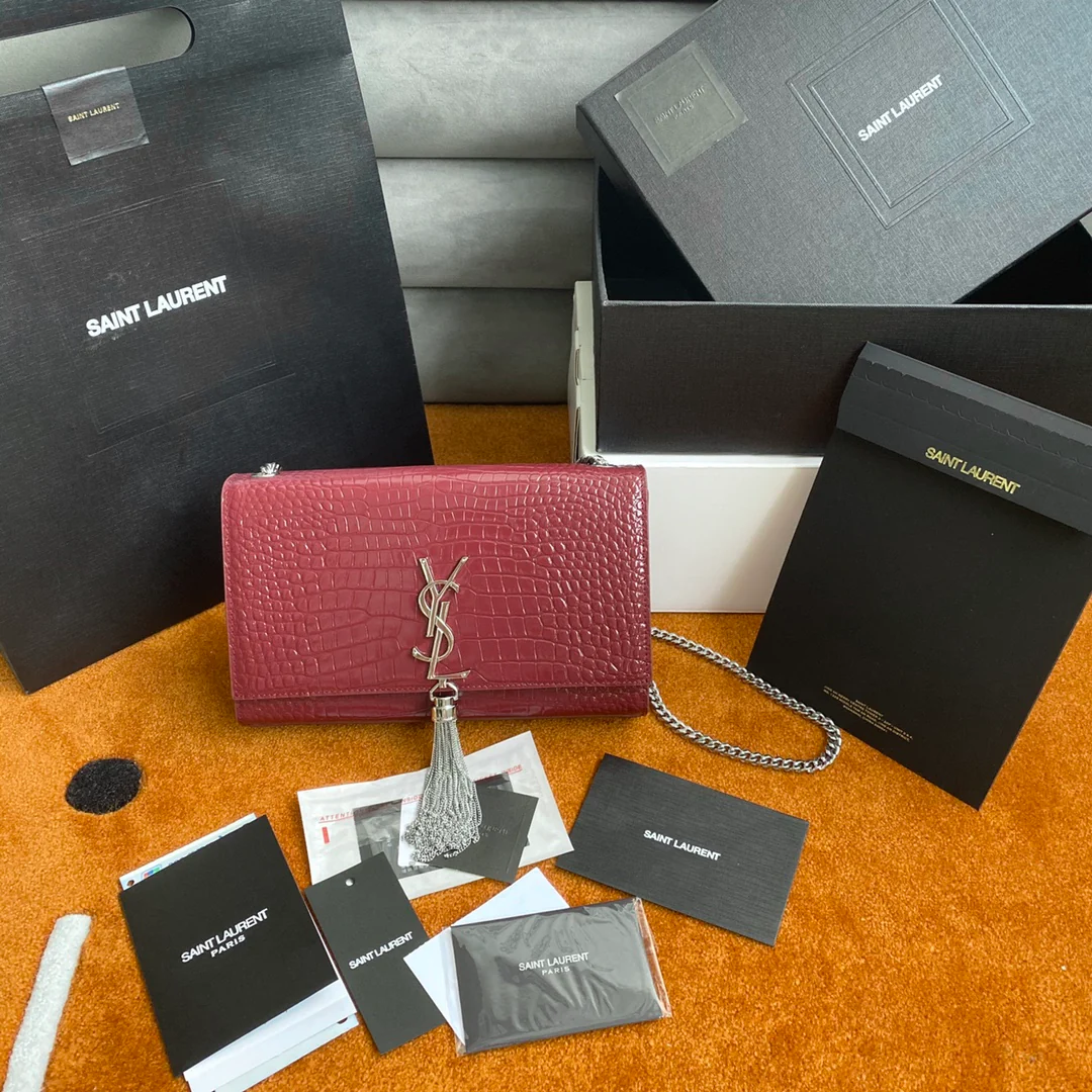 Сумка YSL Kate с цепочкой и крокодиловым принтом - Средний размер - 2