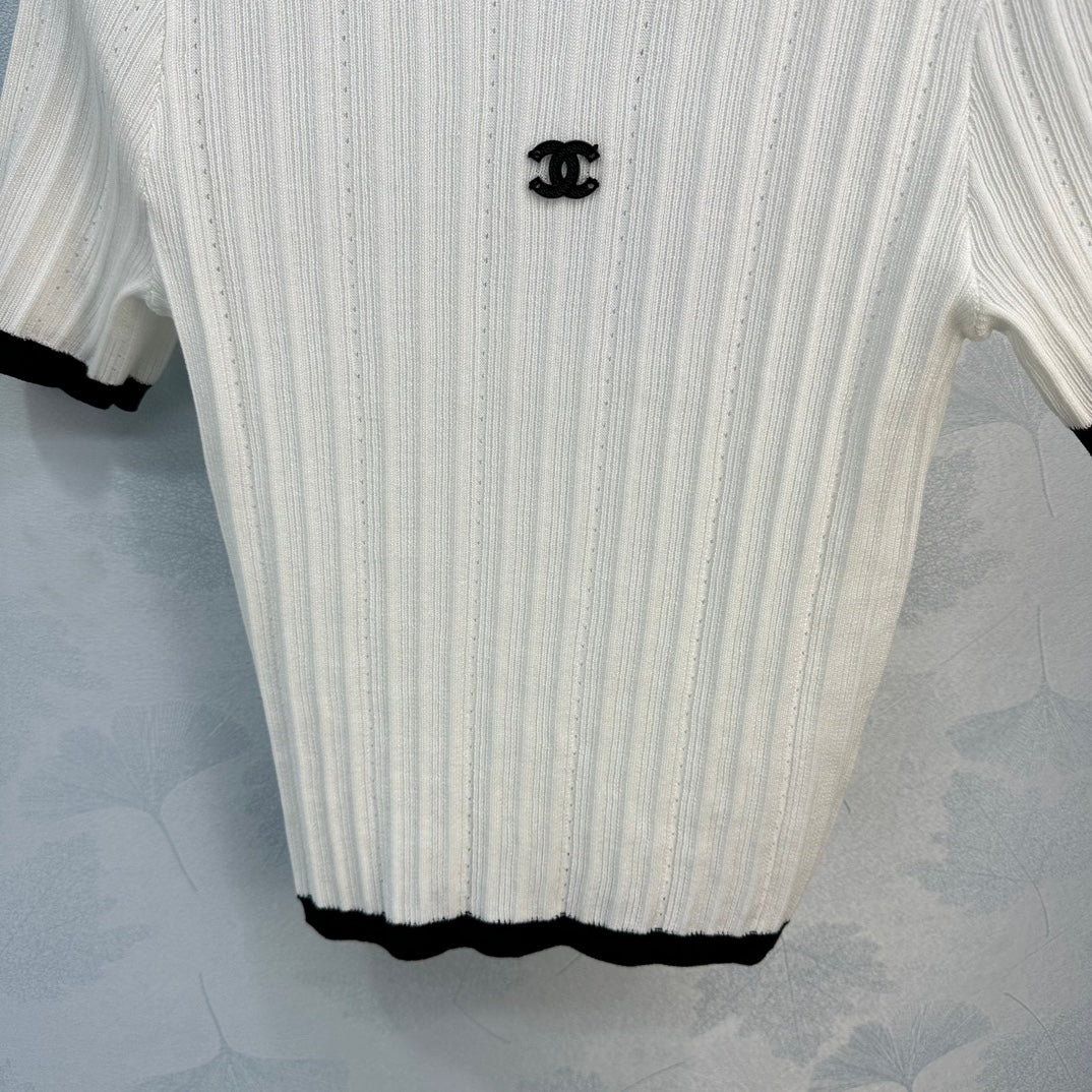 Chanel 2404 Весна/Лето Новинка Изысканный, похожий на фею короткий топ из пряжи - Белый