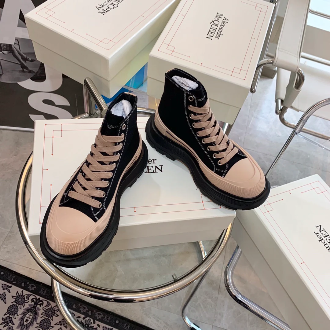 высокие парусиновые туфли на платформе McQueen