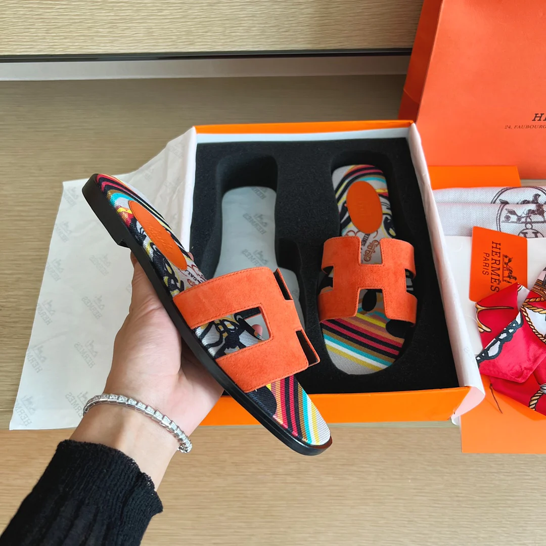 Тапочки Hermes-h Flat Slippers-2