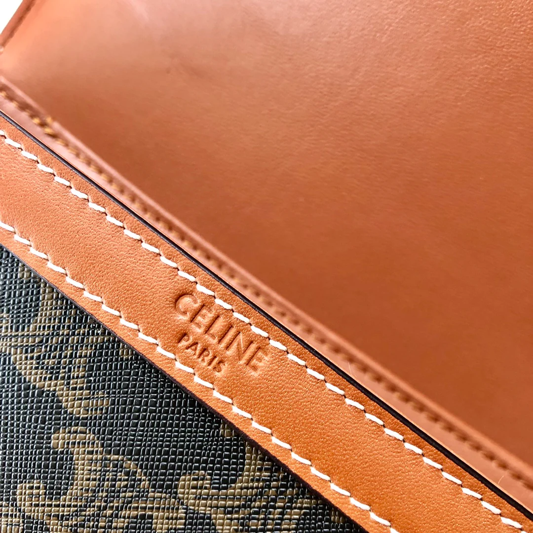 Сумка Celine Triomphe из телячьей кожи с покрытием и канвасом - подростковая - 18 - 5 см
