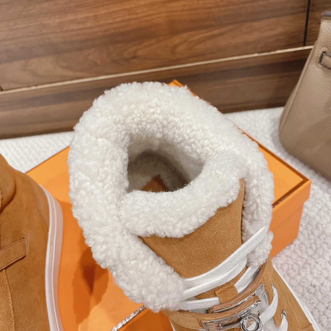 Высокие шерстяные кроссовки Hermes Kelly - унисекс - светло-коричневые