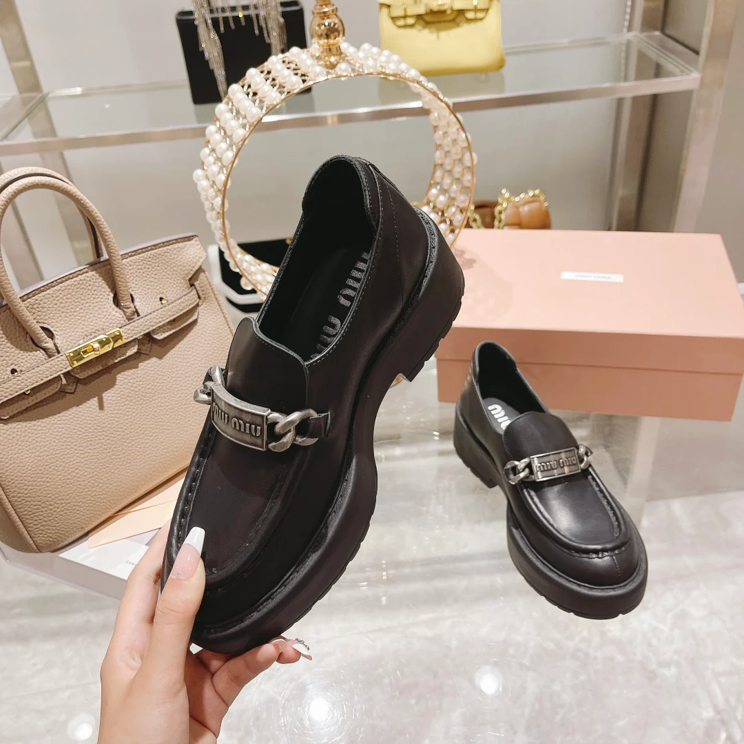 Miu Miu - Новинка сезона осень/зима 2022 - Кожаные лоферы на платформе в стиле ретро