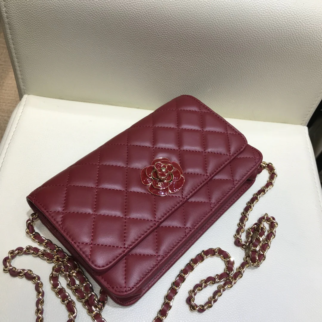 Chanel Camellia Enamel Button Lambkin WOC-1