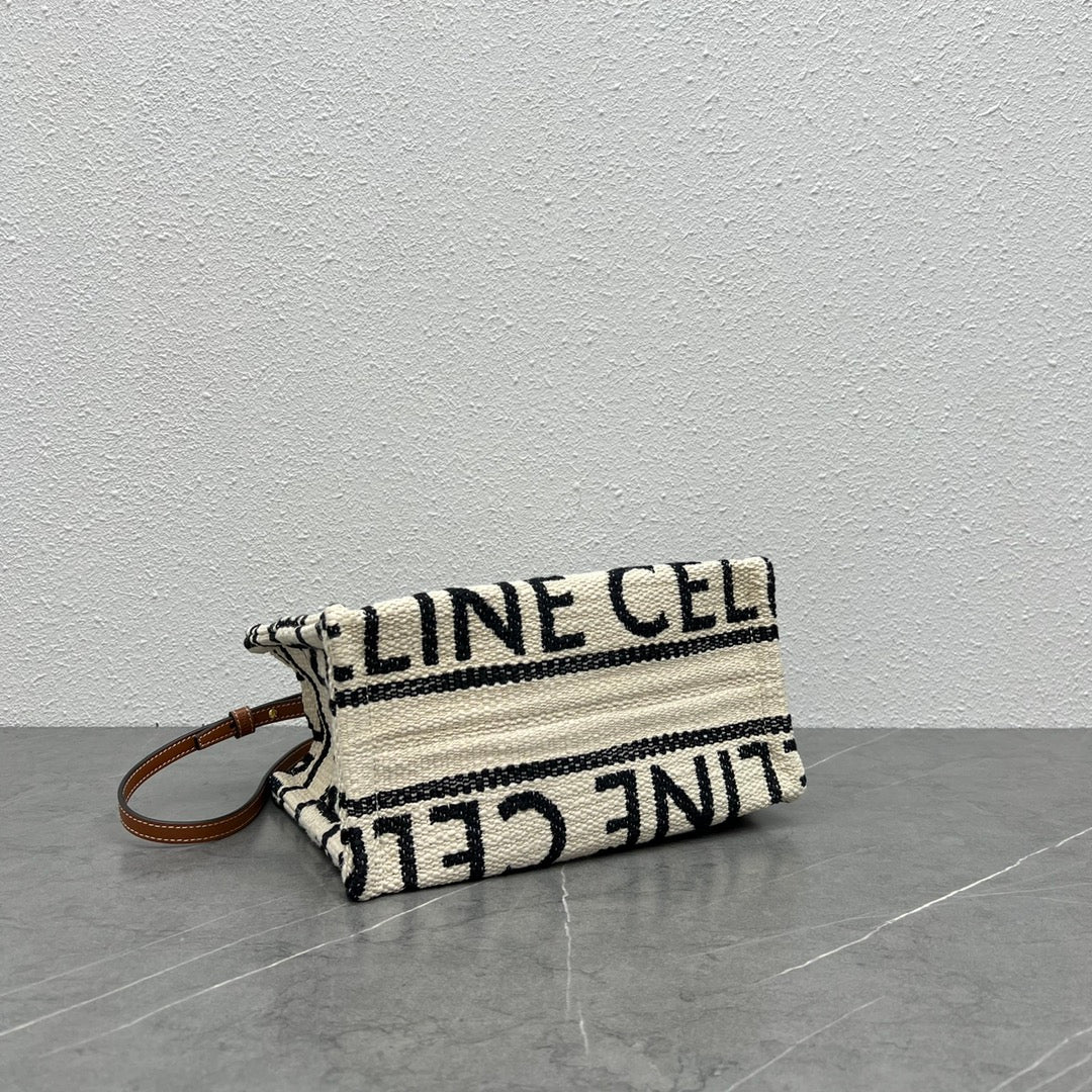 Сумка-тоут Celine New Cabas Thais, маленькая, бело-черная.