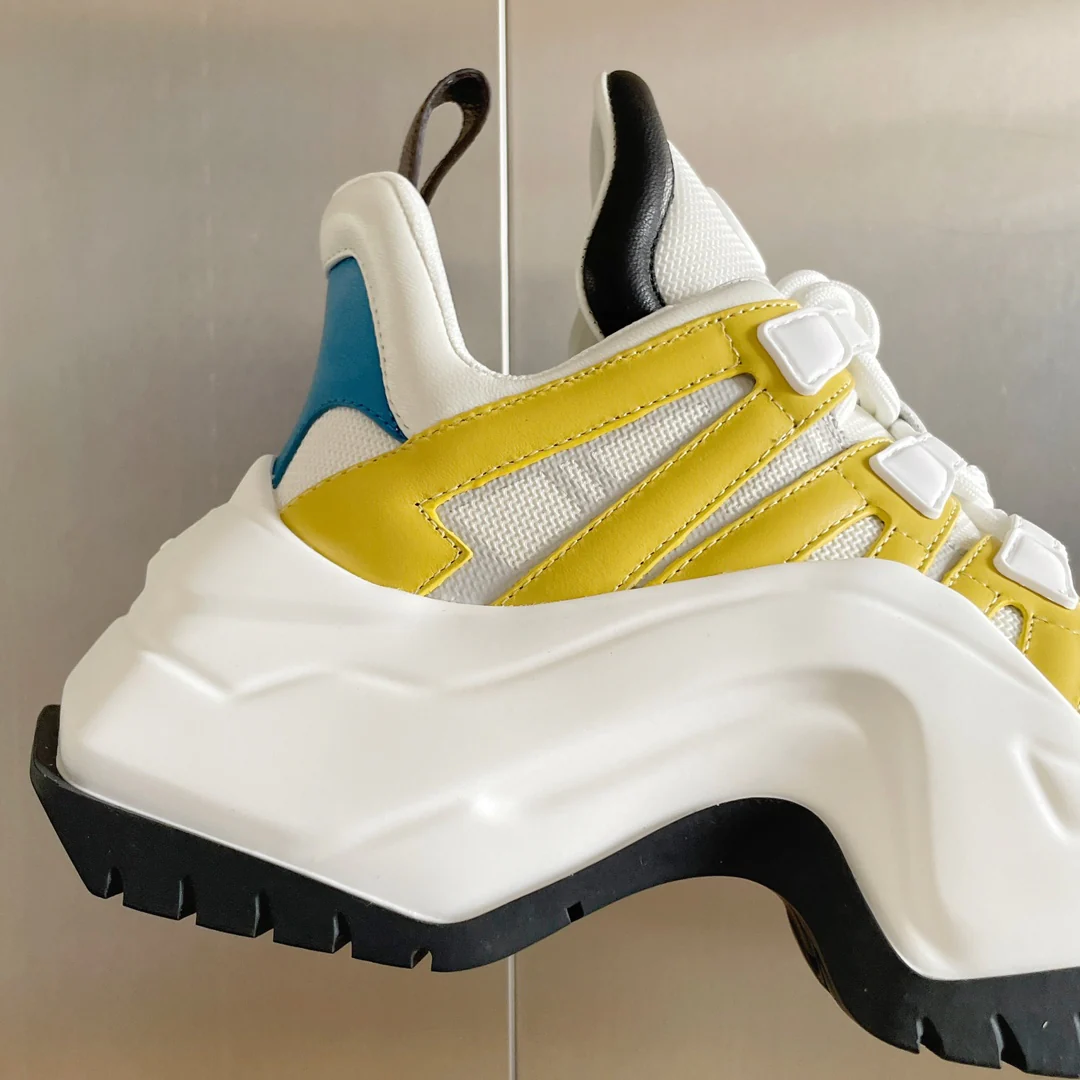 Новинка LV 2023 года - Серия Archlight 2-0 на платформе - Кроссовки/?папины кроссовки? - Бело-желтые