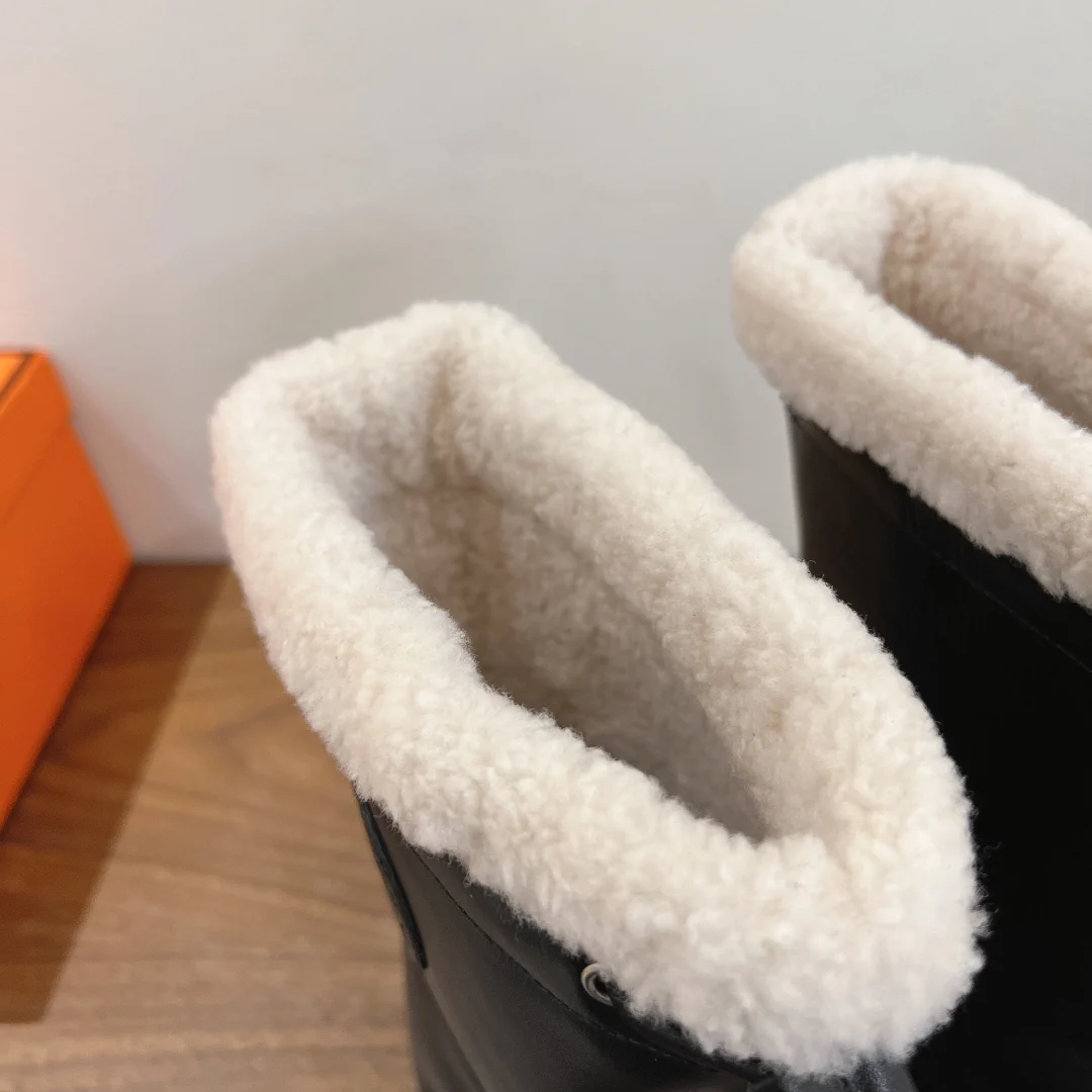 Классические шерстяные сапоги Hermes 2024 — черные