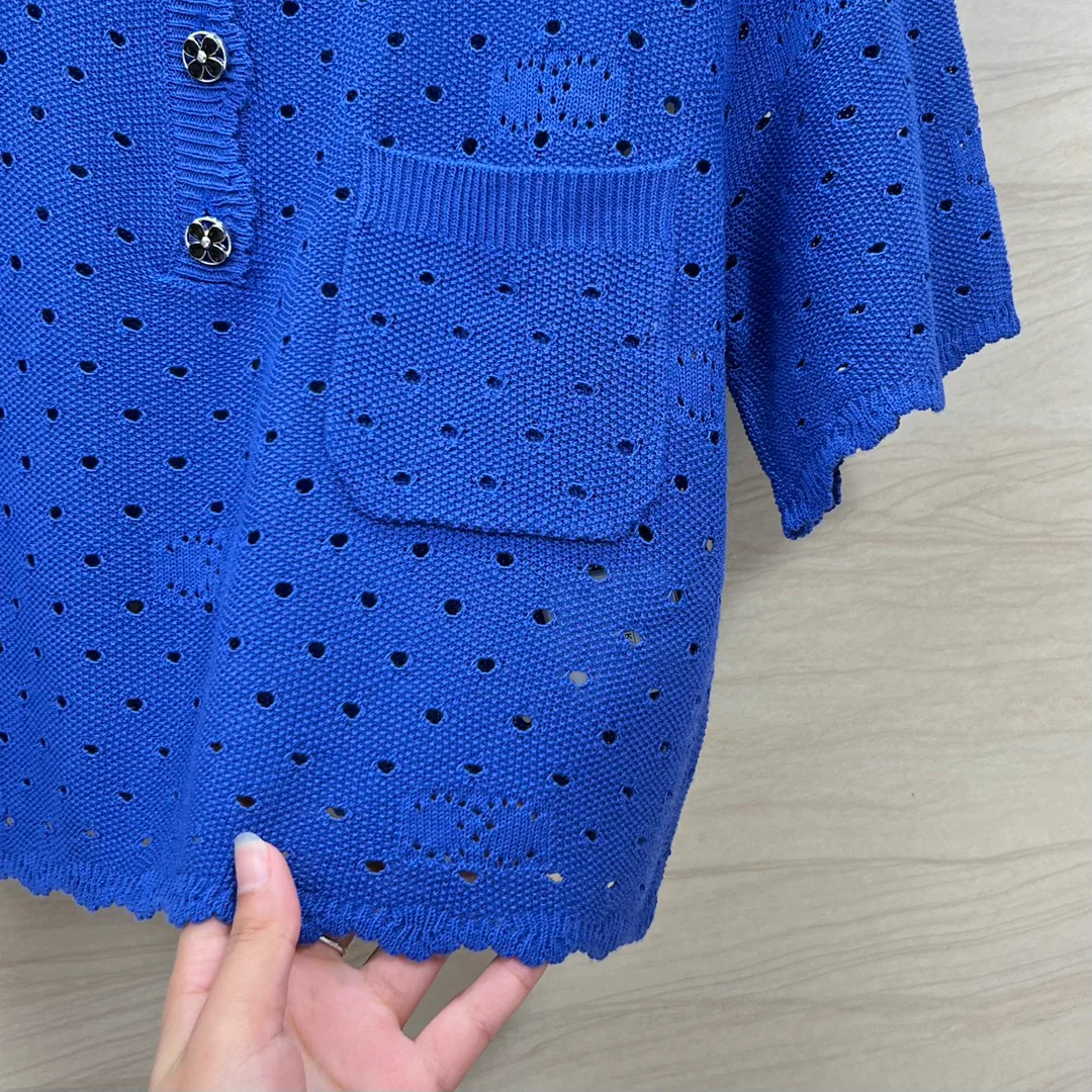 Chanel - 2403 - Коллекция весна/лето: Элегантный вязаный топ с ажурной отделкой