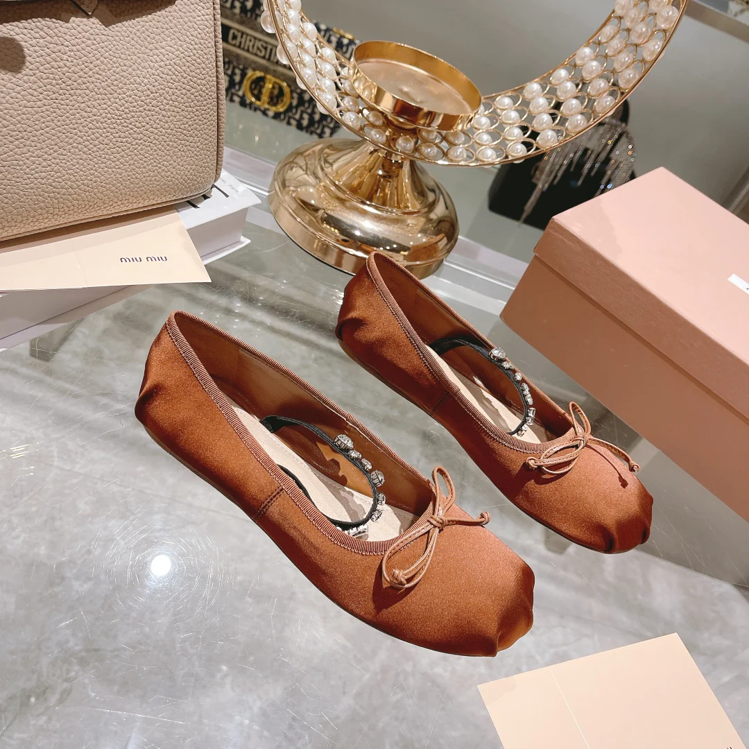 Балетки Miu Miu - French Fairy Ballet Flats - коричневые
