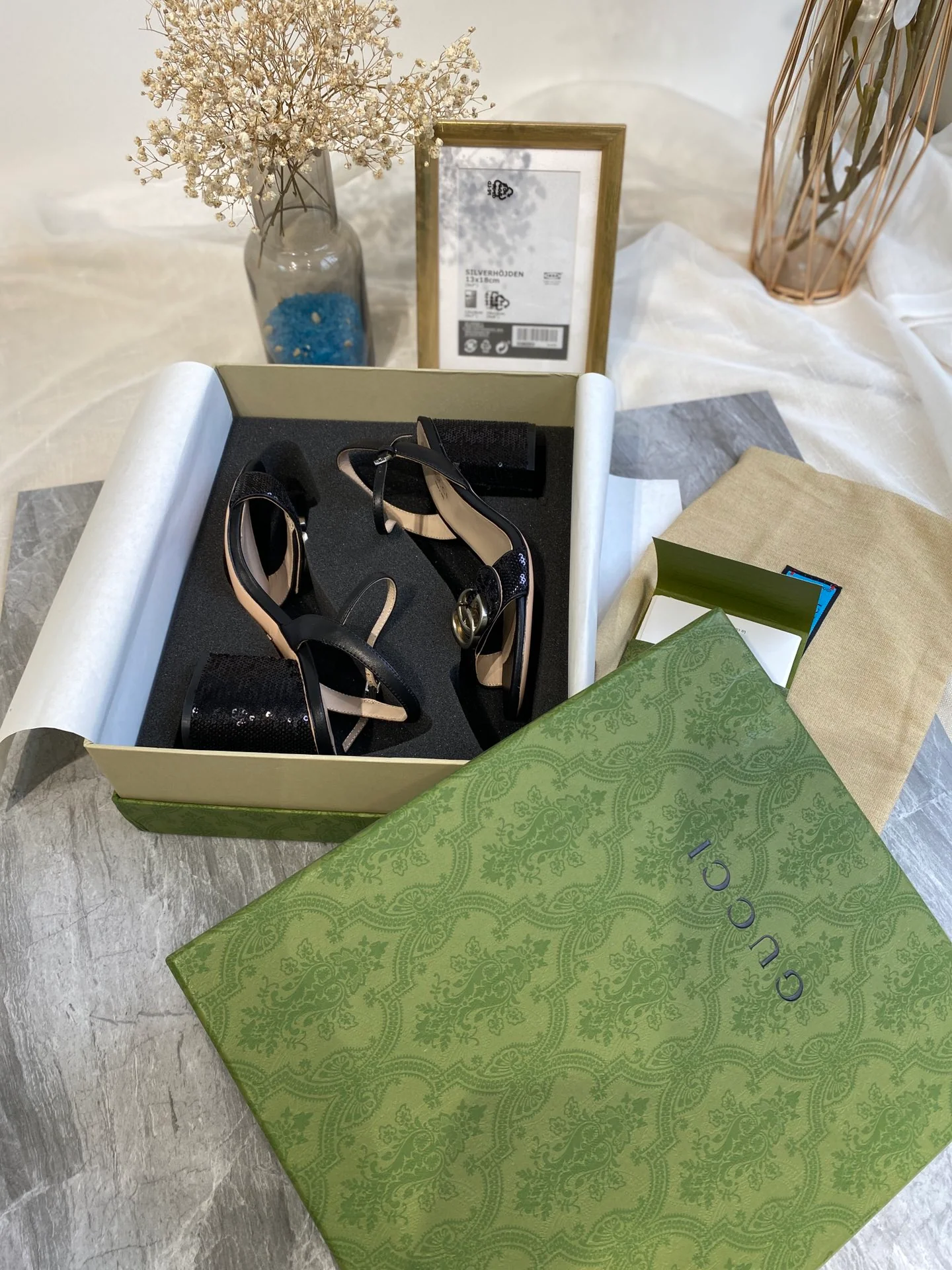 Босоножки Gucci на высоком каблуке с ремешками - 1