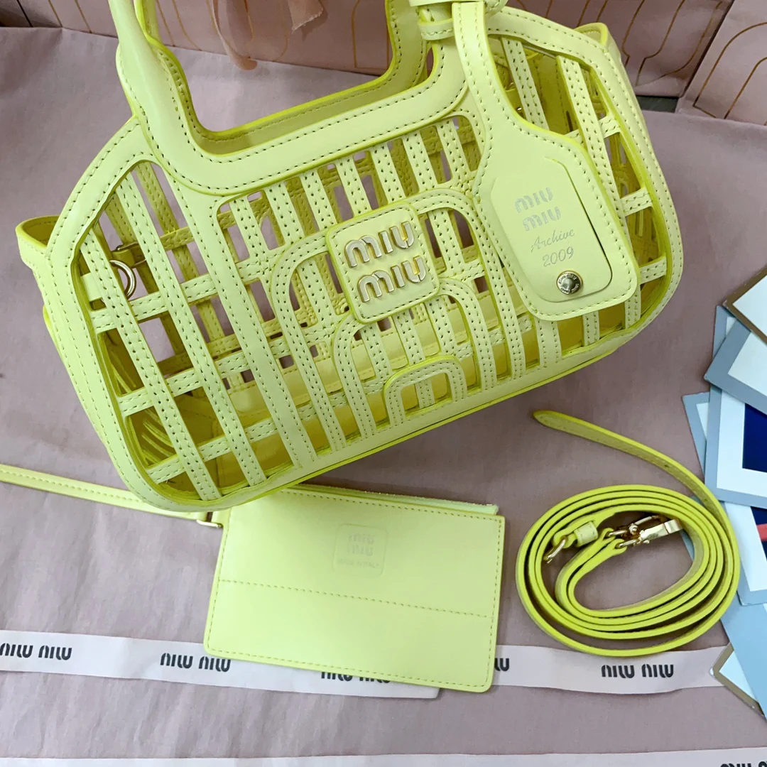 Корзина для покупок Miu Miu-5ba294 из кожи наппа - желтая