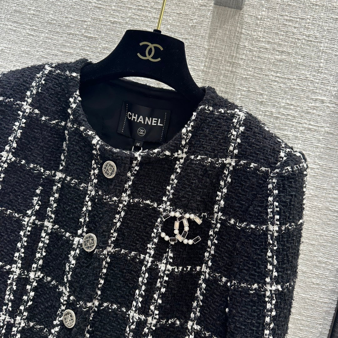 Chanel - 2403-24 Новинка ранней весны: Элитный твидовый жакет в черно-белую клетку