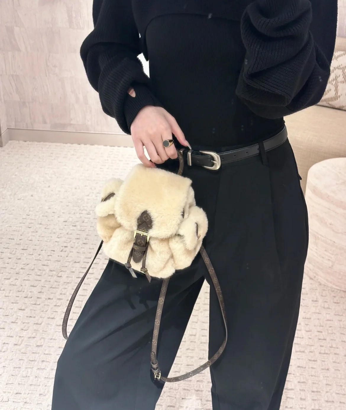 Рюкзак LV-m11919-nano-teddy из овечьей шерсти - белый