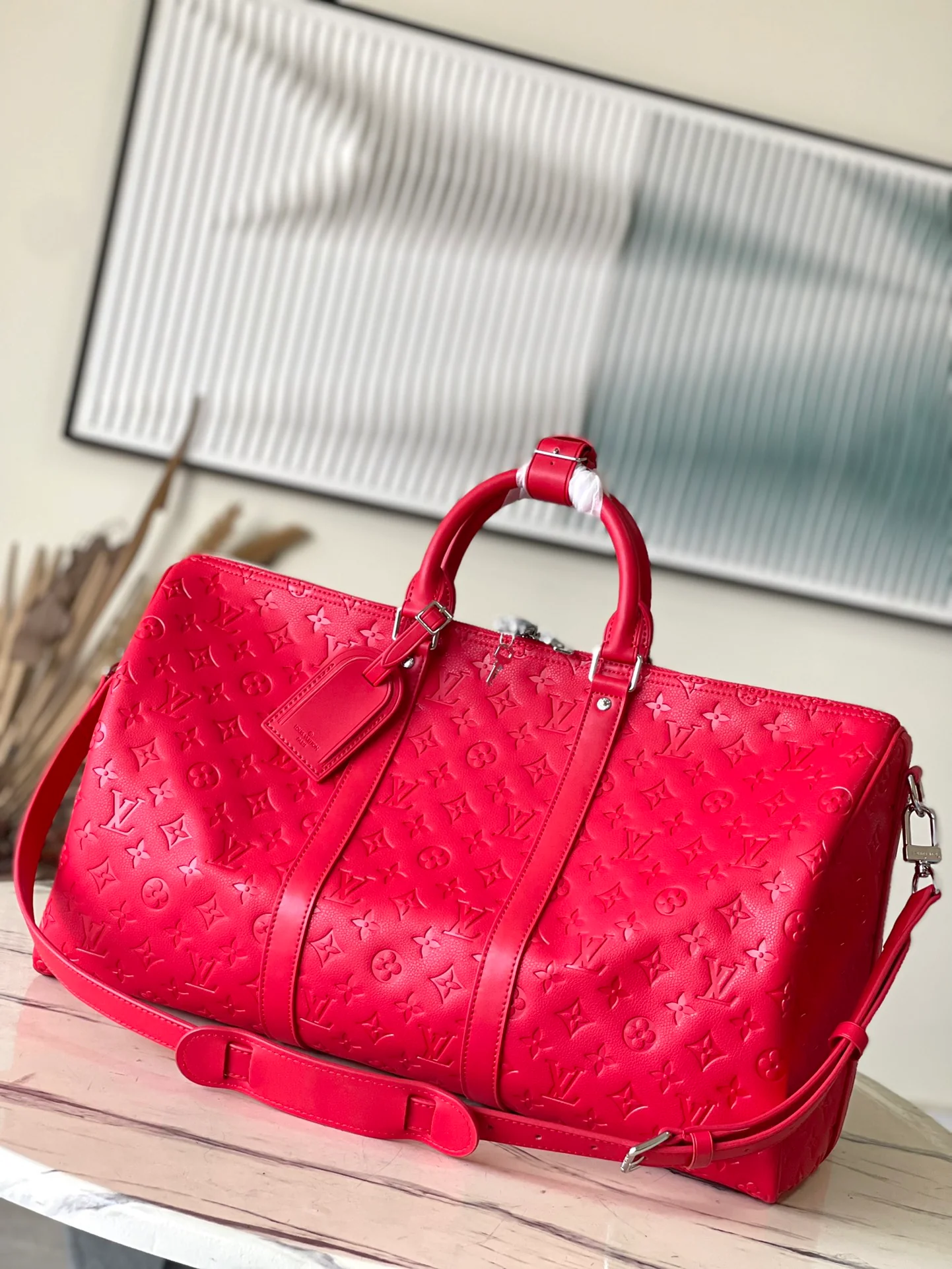 m23750-LV-keepall-bandouliere-travel bag-red