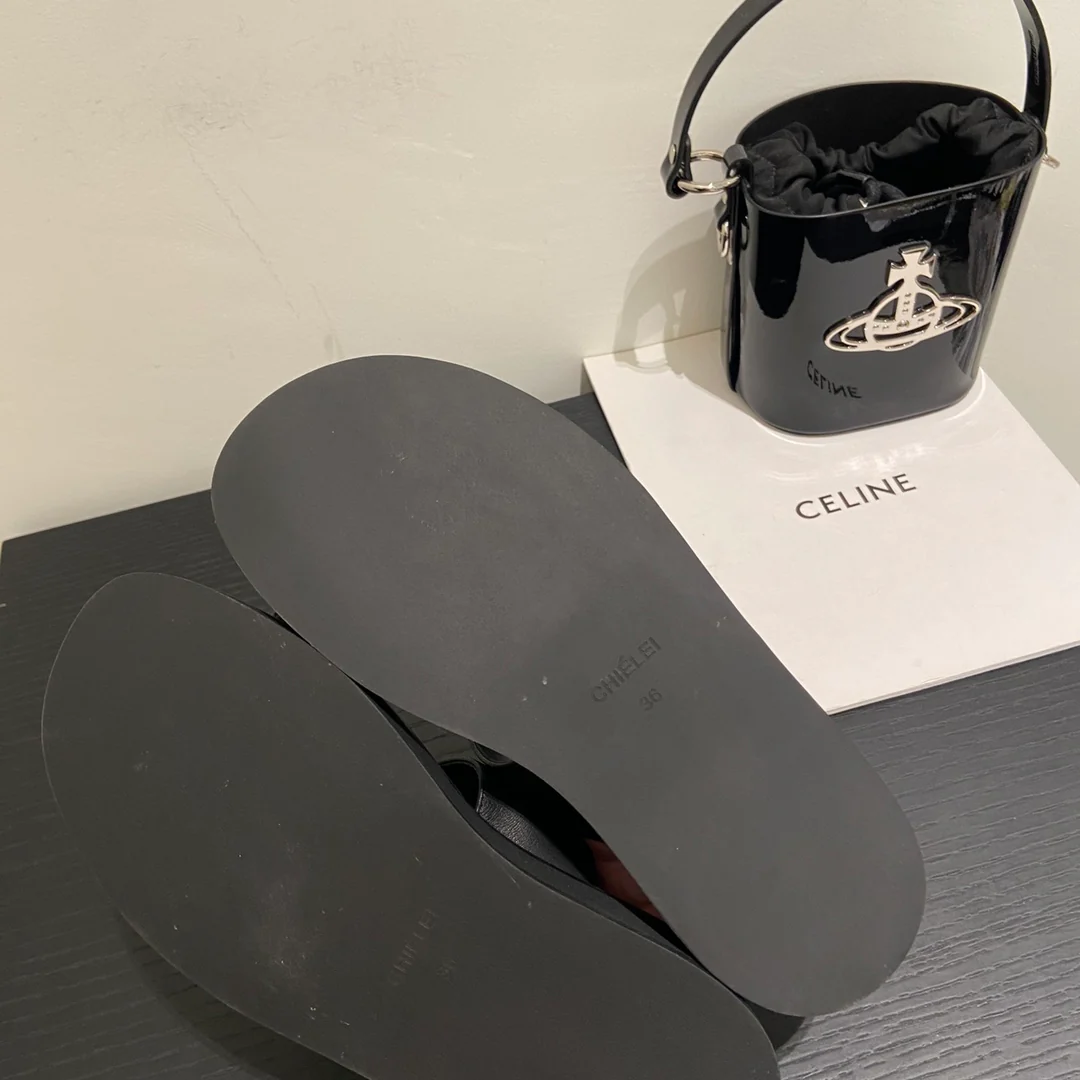 Celine - Тапочки на платформе из овечьей кожи