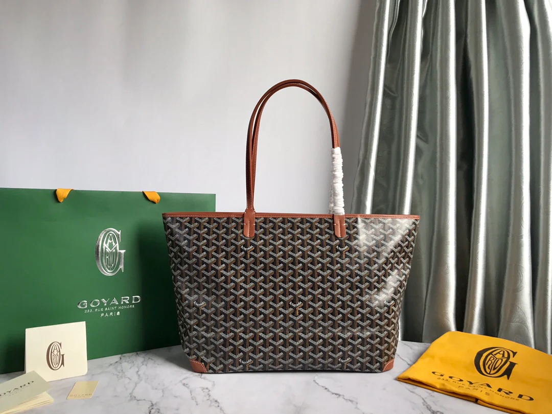 Большая сумка-тоут Goyard на молнии - Кофейно-коричневый