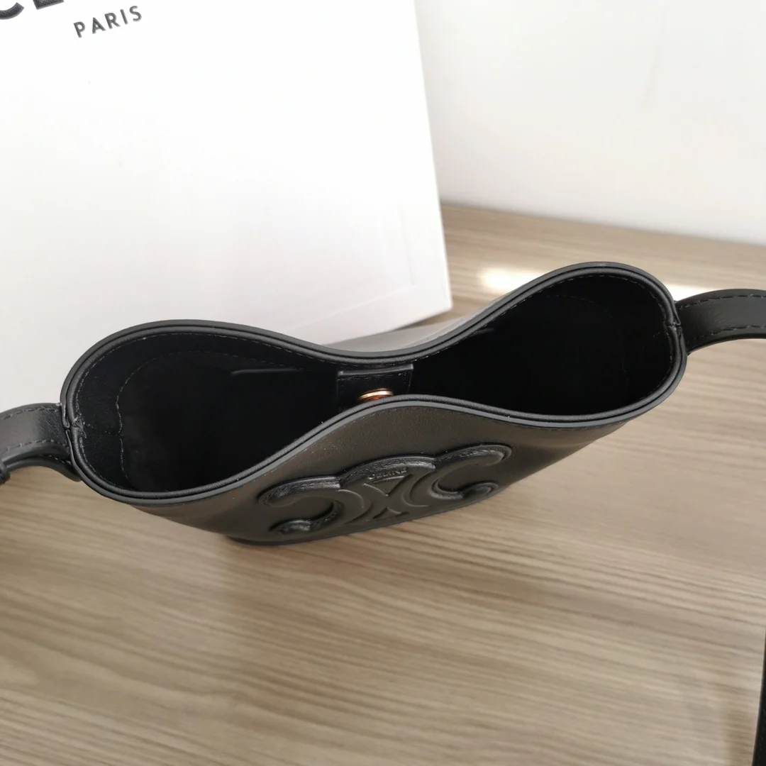 Сумка-ведро Celine с тиснением - Мини - Черная