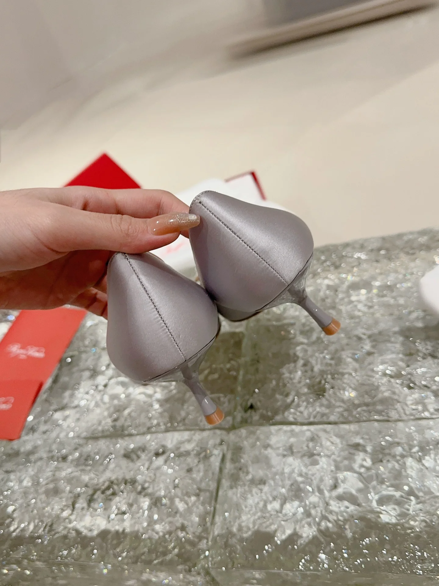 Туфли с квадратным носком и пряжкой - 2024 - Высокие каблуки - Фиолетовые - 1