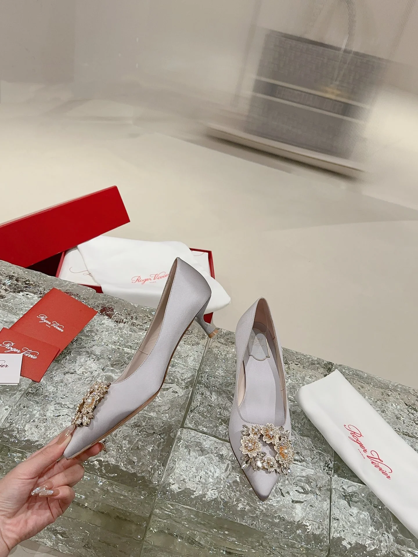 Туфли с квадратным носком и пряжкой - 2024 - Высокие каблуки - Фиолетовые - 1