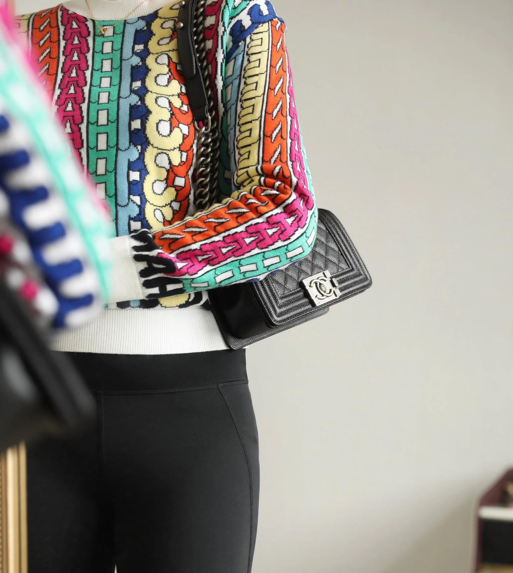 Chanel Le Boy Crystal Diamond Pattern Caviar - Medium - Black Silver