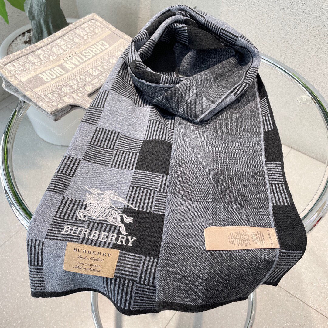 Классический шарф для верховой езды Burberry - 180 см - 32 см - 100% - Импортный вязаный кашемир - Черный